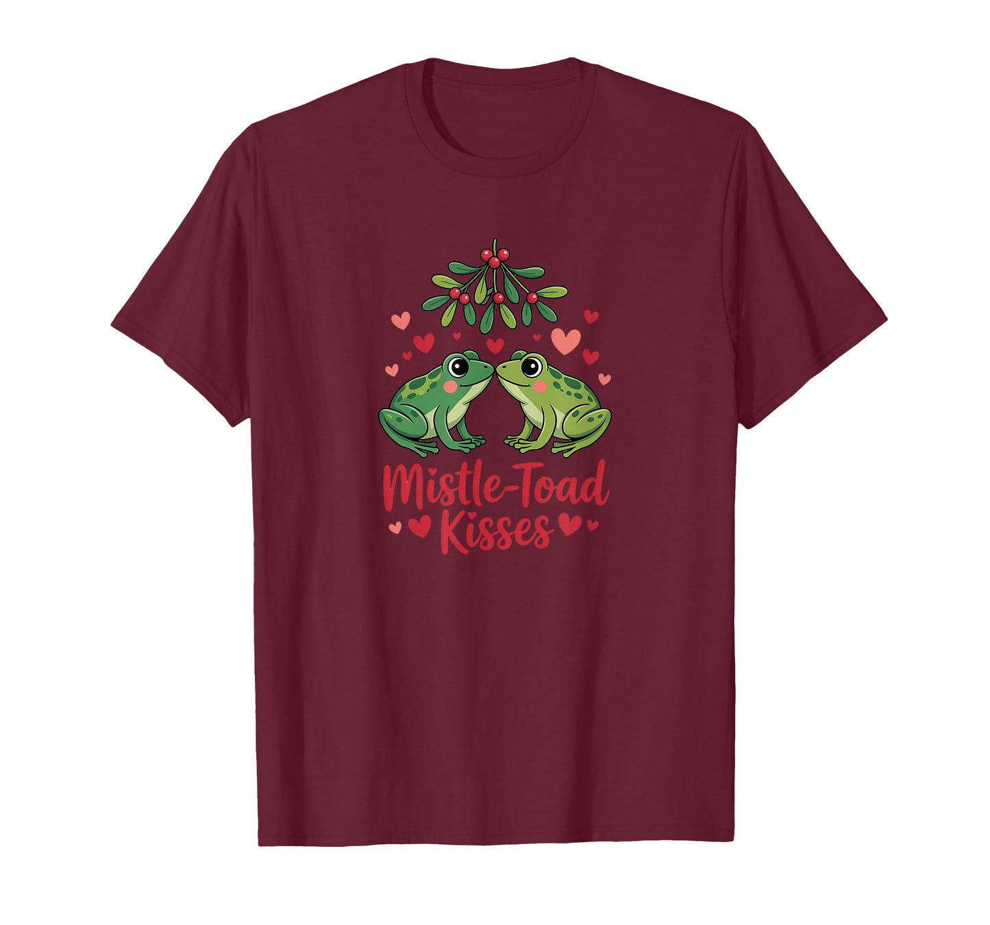 Mistle-Toad Kisses – Cute Christmas Frogs Under Mistletoe T-Shirt