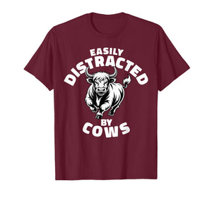 Easily Distracted by Cows Western Highland Cow T-Shirt