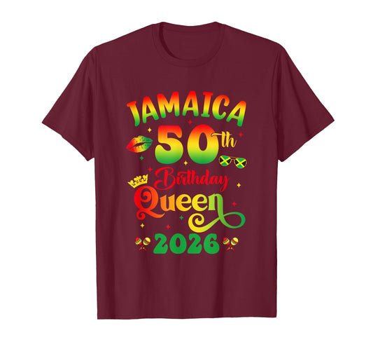50Th Birthday Queen Jamaica Girl Matching Party 2026 T-Shirt