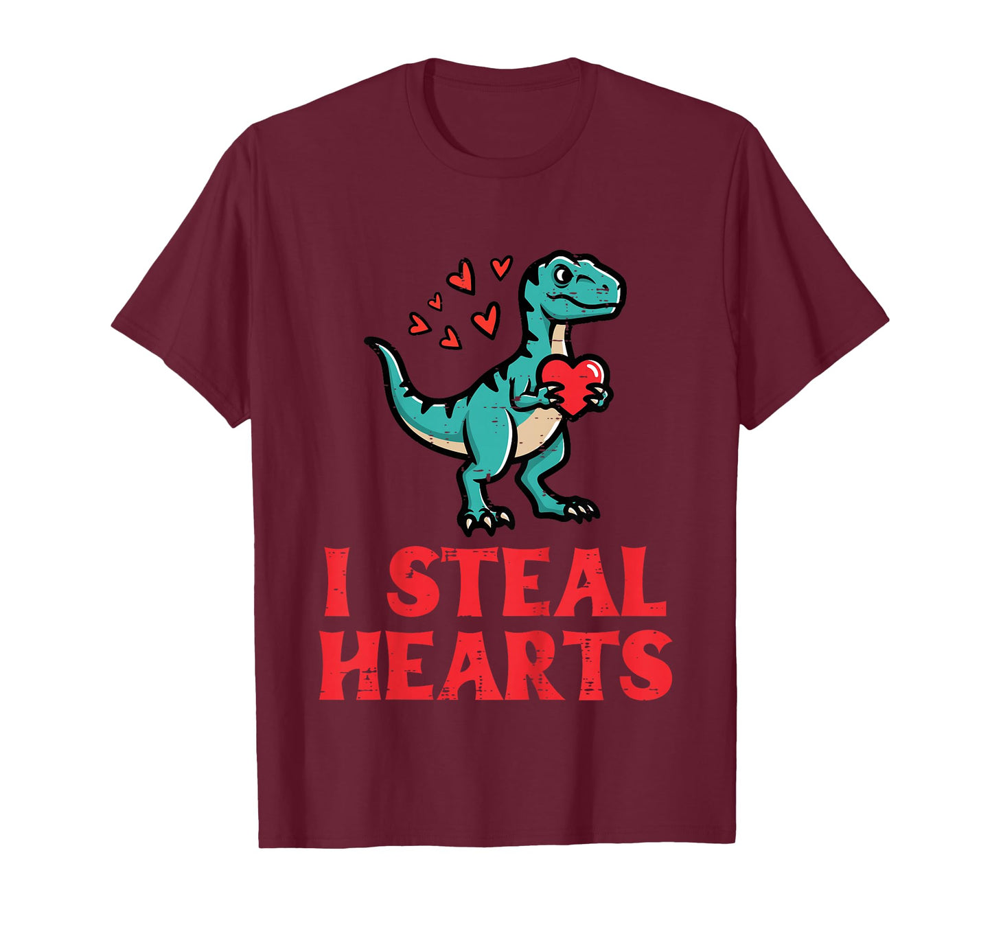 Kids Valentines Day Dino I Steal Hearts Trex Boys Kids Youth T-Shirt