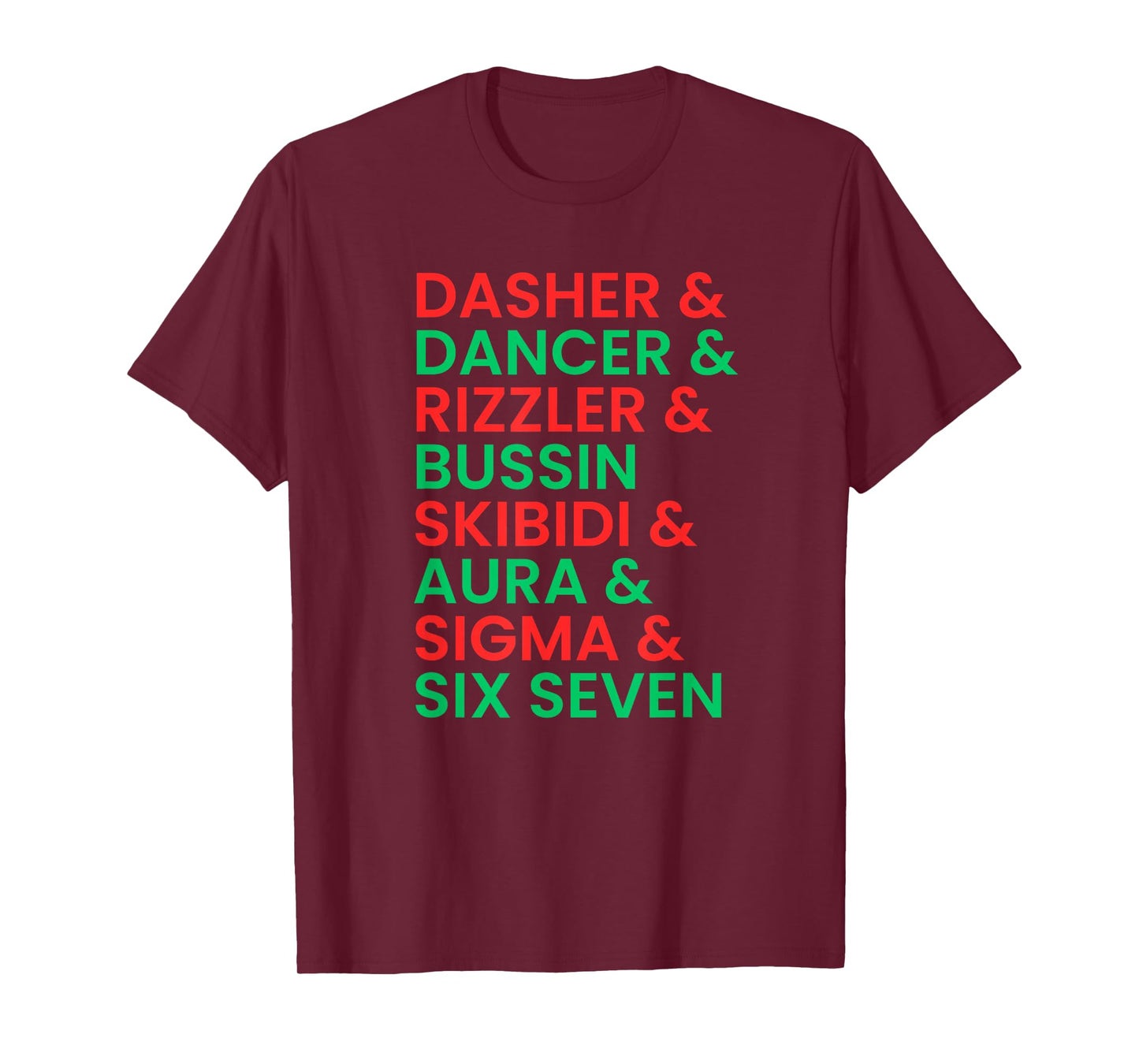 Dasher Dancer Prancer & Rizzler 67 Funny Kids Christmas T-Shirt