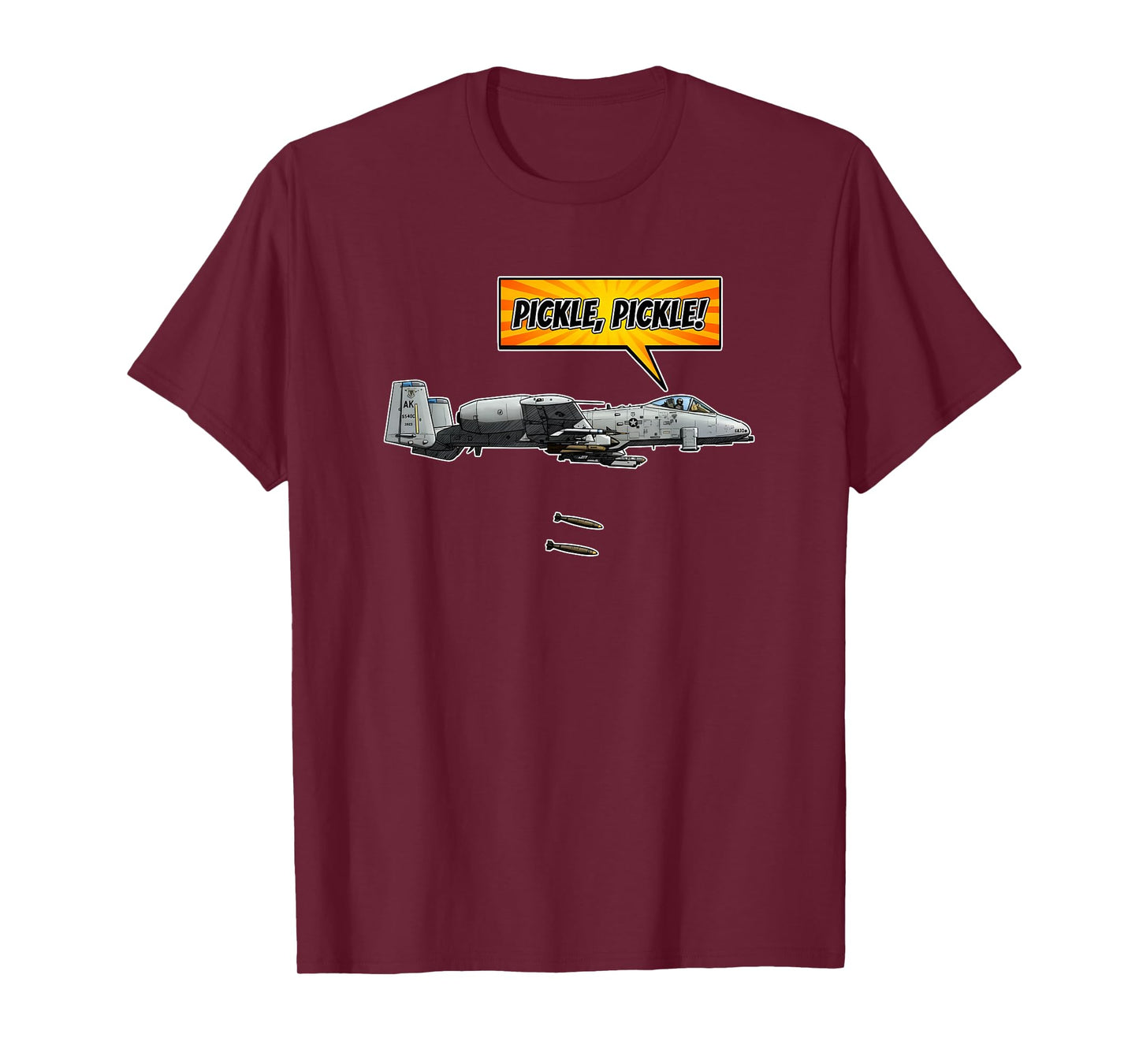 A-10 Warthog Jet Fighter Comic Dropping Bombs Graphic T-Shirt