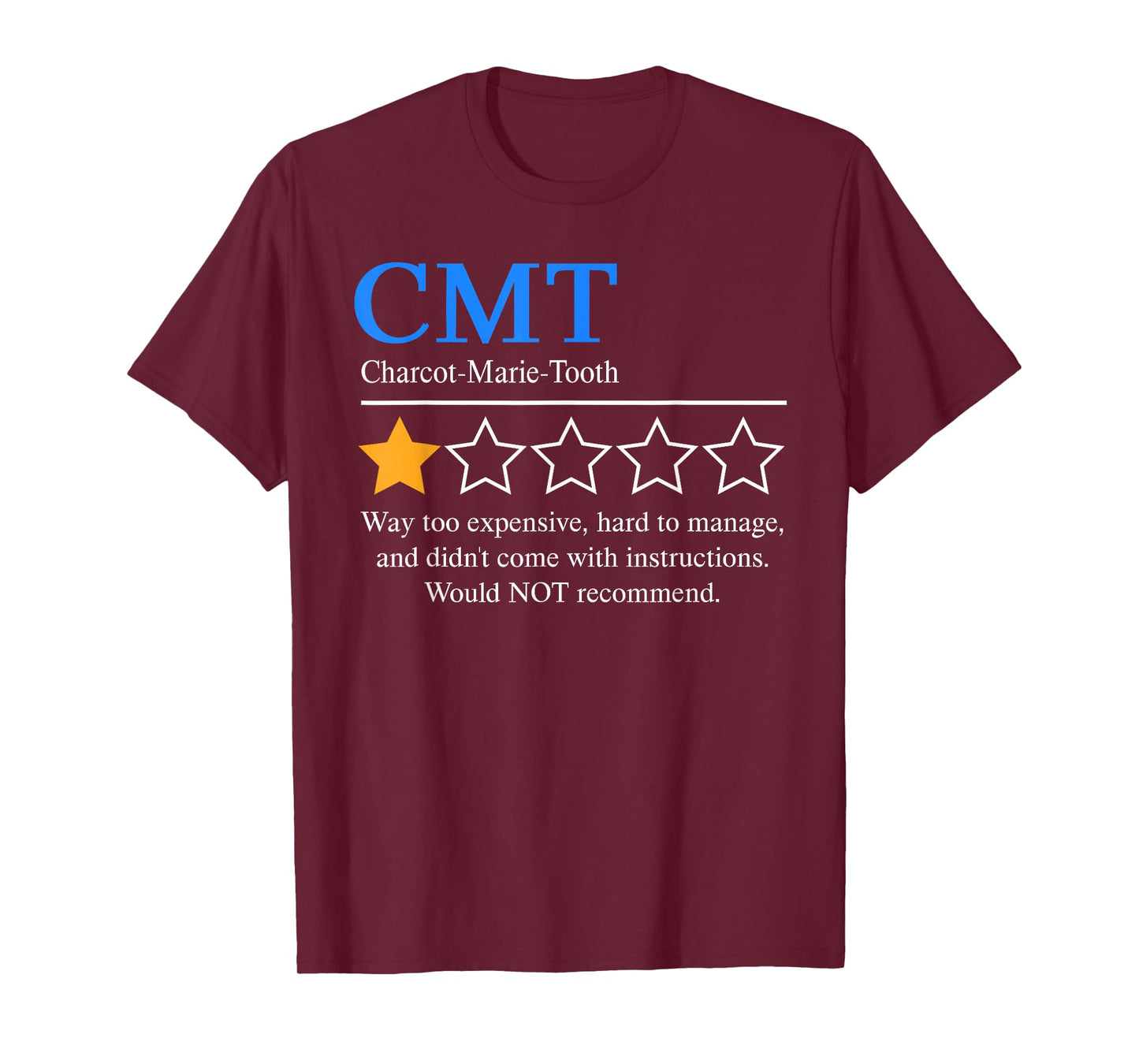 Charcot Marie Tooth Disease Awareness CMT Not Recommend 2026 T-Shirt