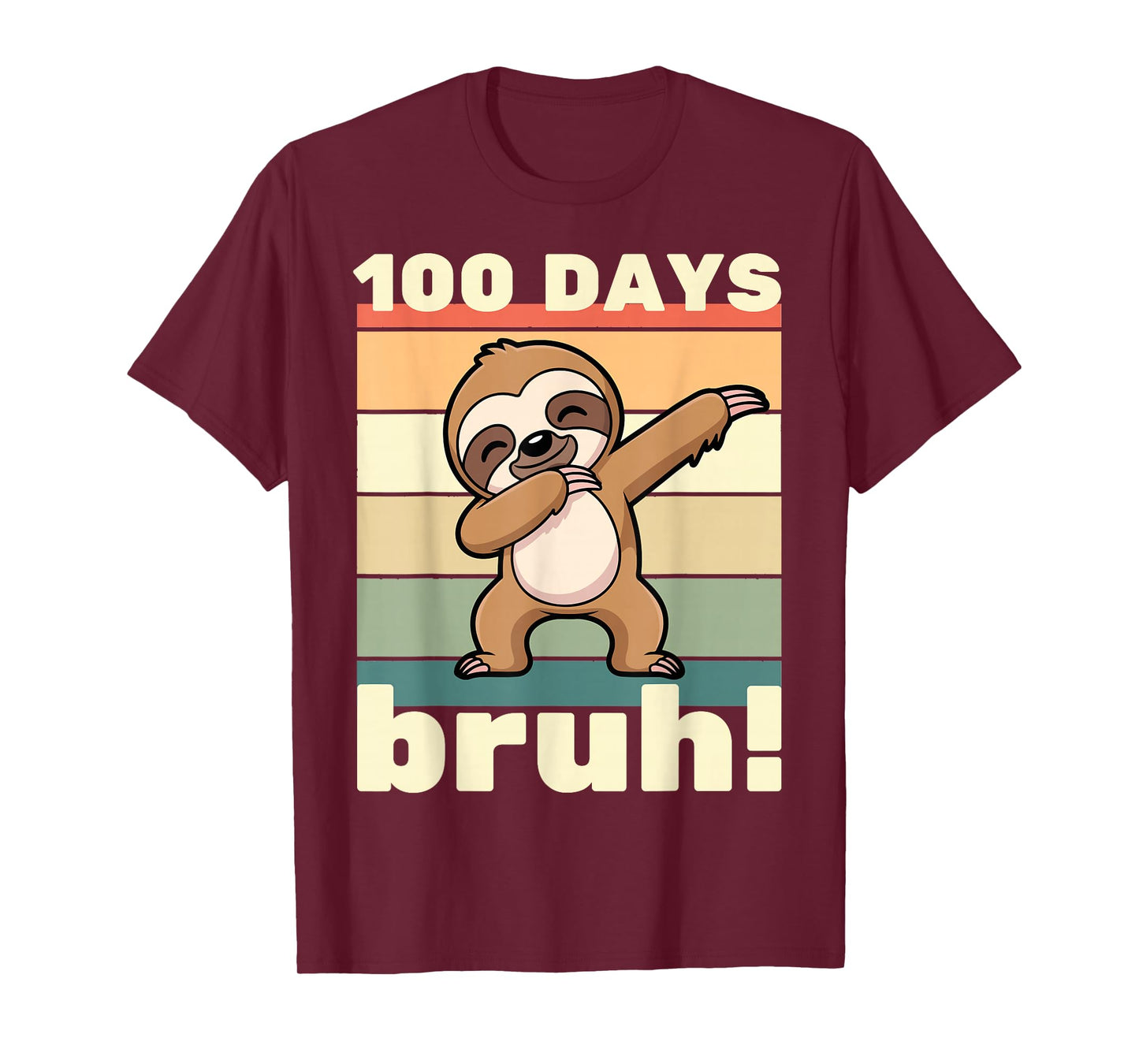 100 Days of School Bruh Funny Kids Boys Girls Dabbing Sloth T-Shirt