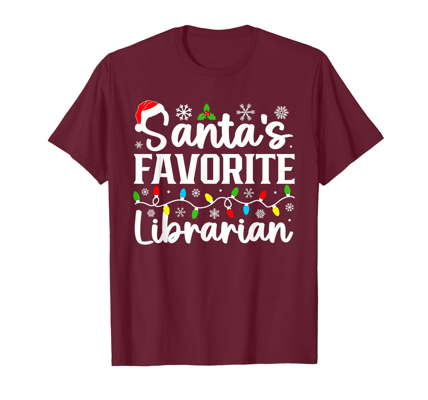 Santa's Favorite Librarian Funny Christmas Family Matching T-Shirt