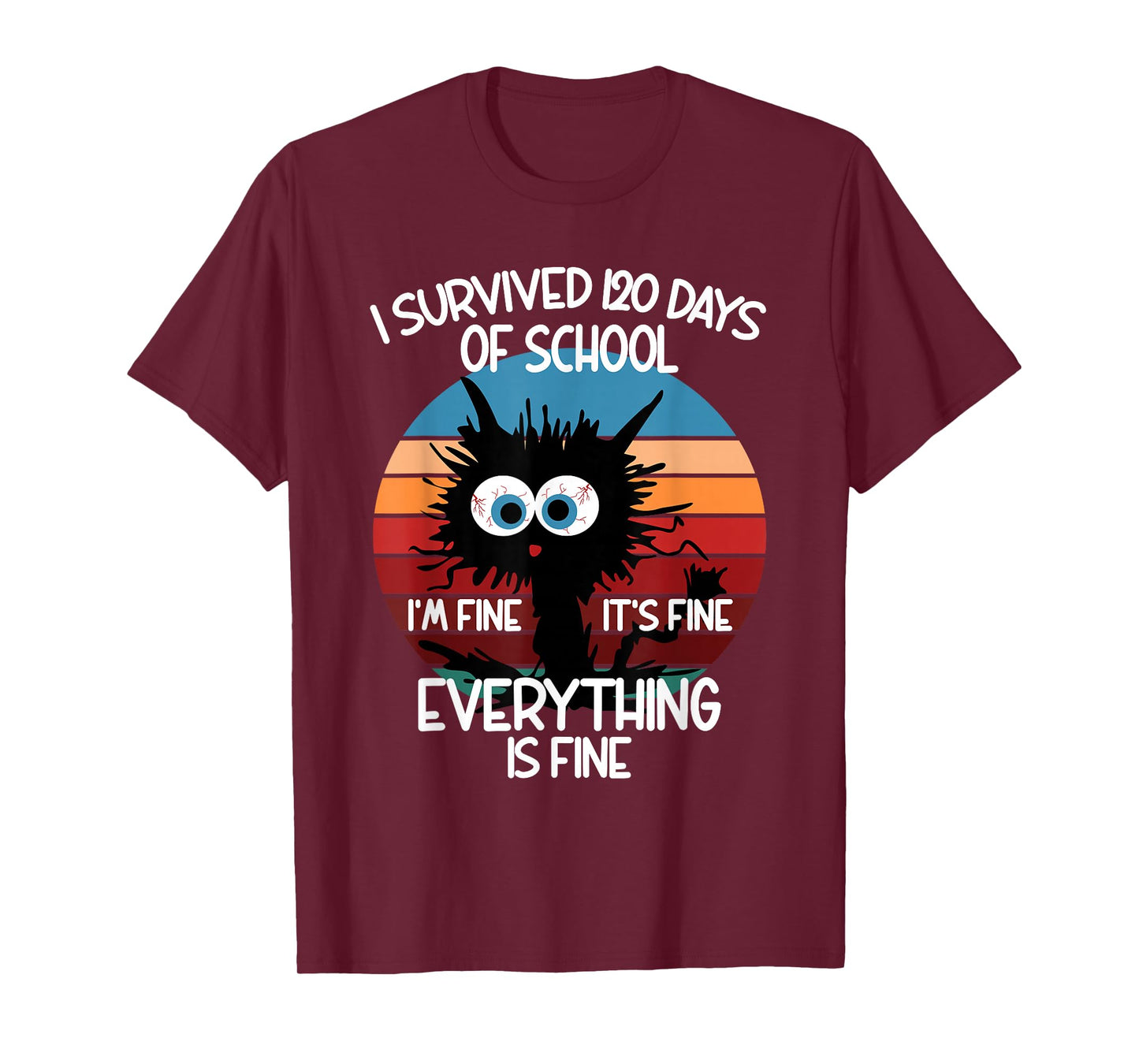 120th Day School Cat I Survived 120 Days of School T-Shirt