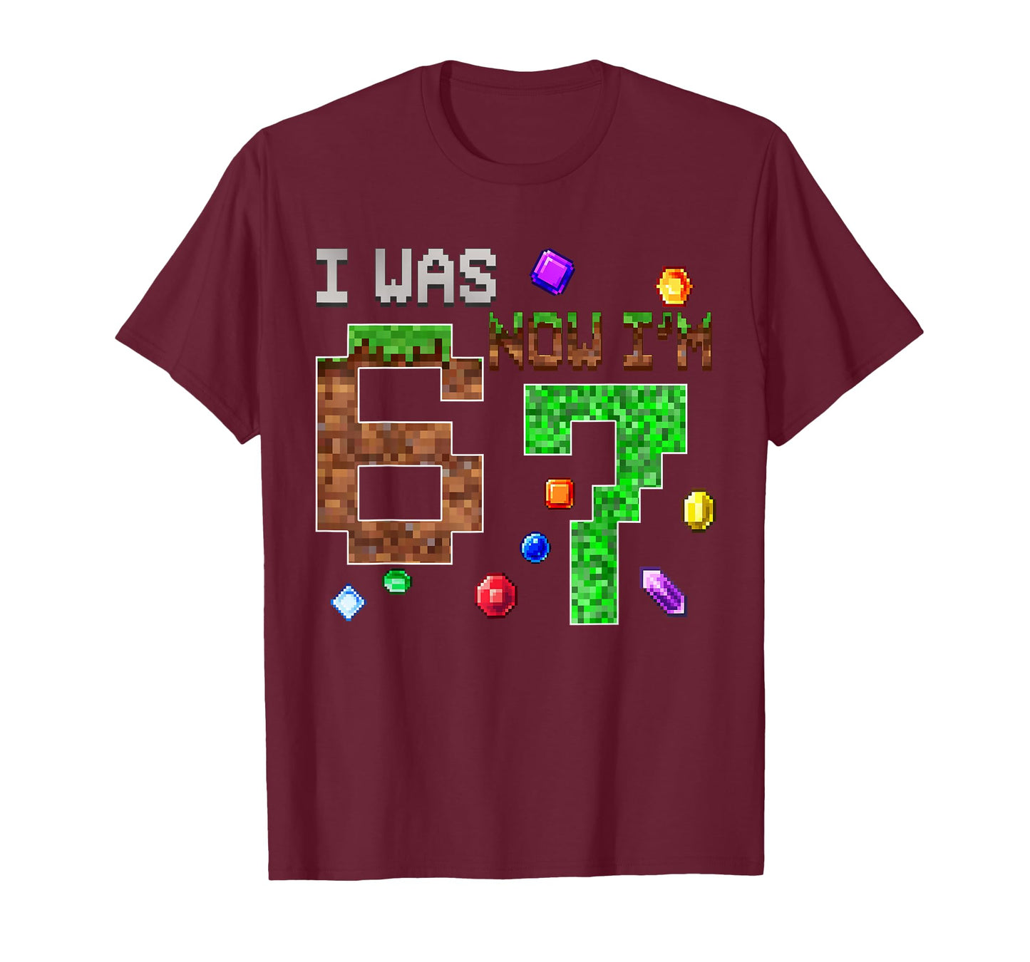 I was 6 Now I'm 7 Pixel Game Birthday Boy Gift for Boys Kid T-Shirt