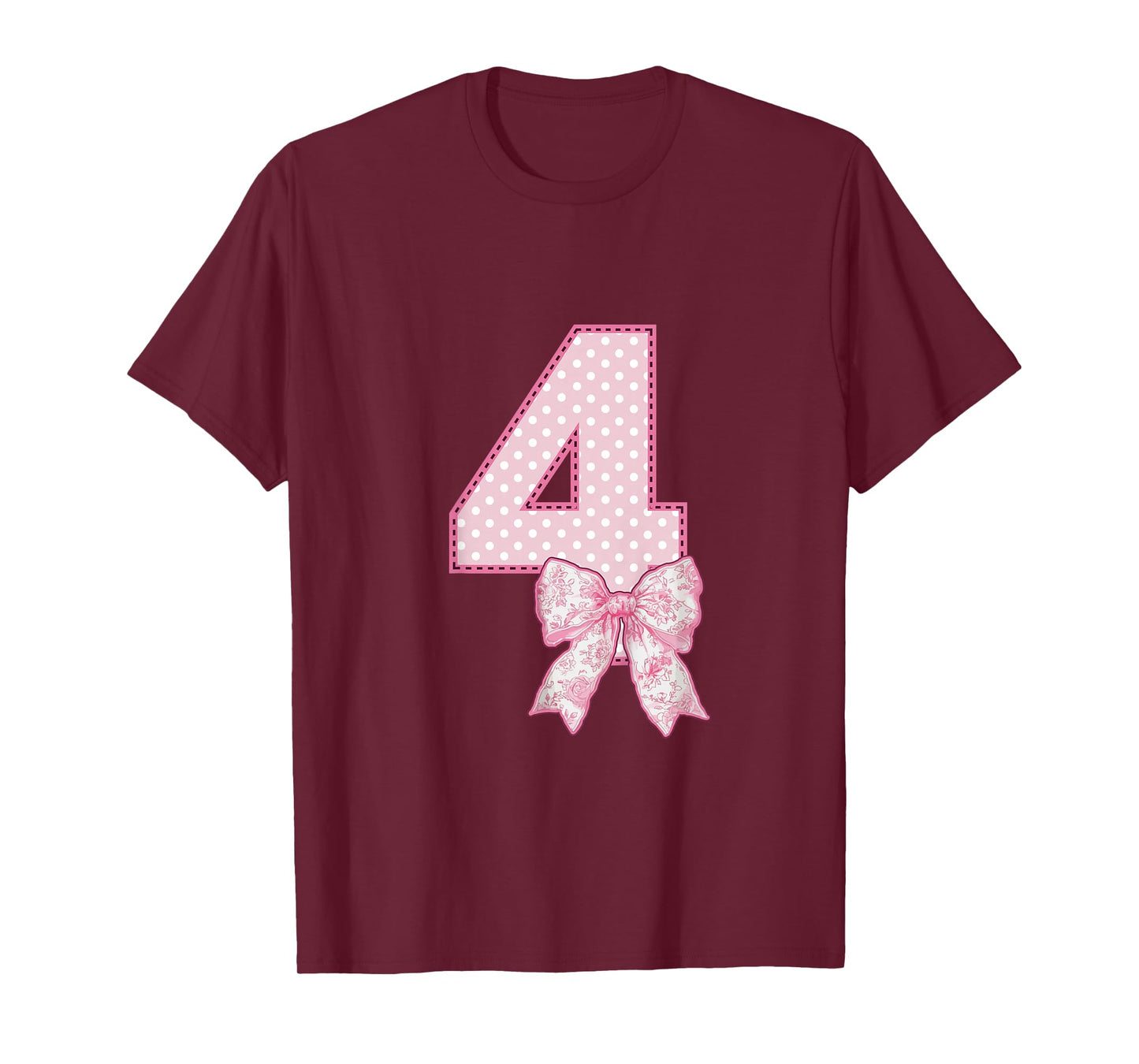 Kids 4th Birthday Shirt Girl Coquette Bow Kids Four 4 Year Old T-Shirt