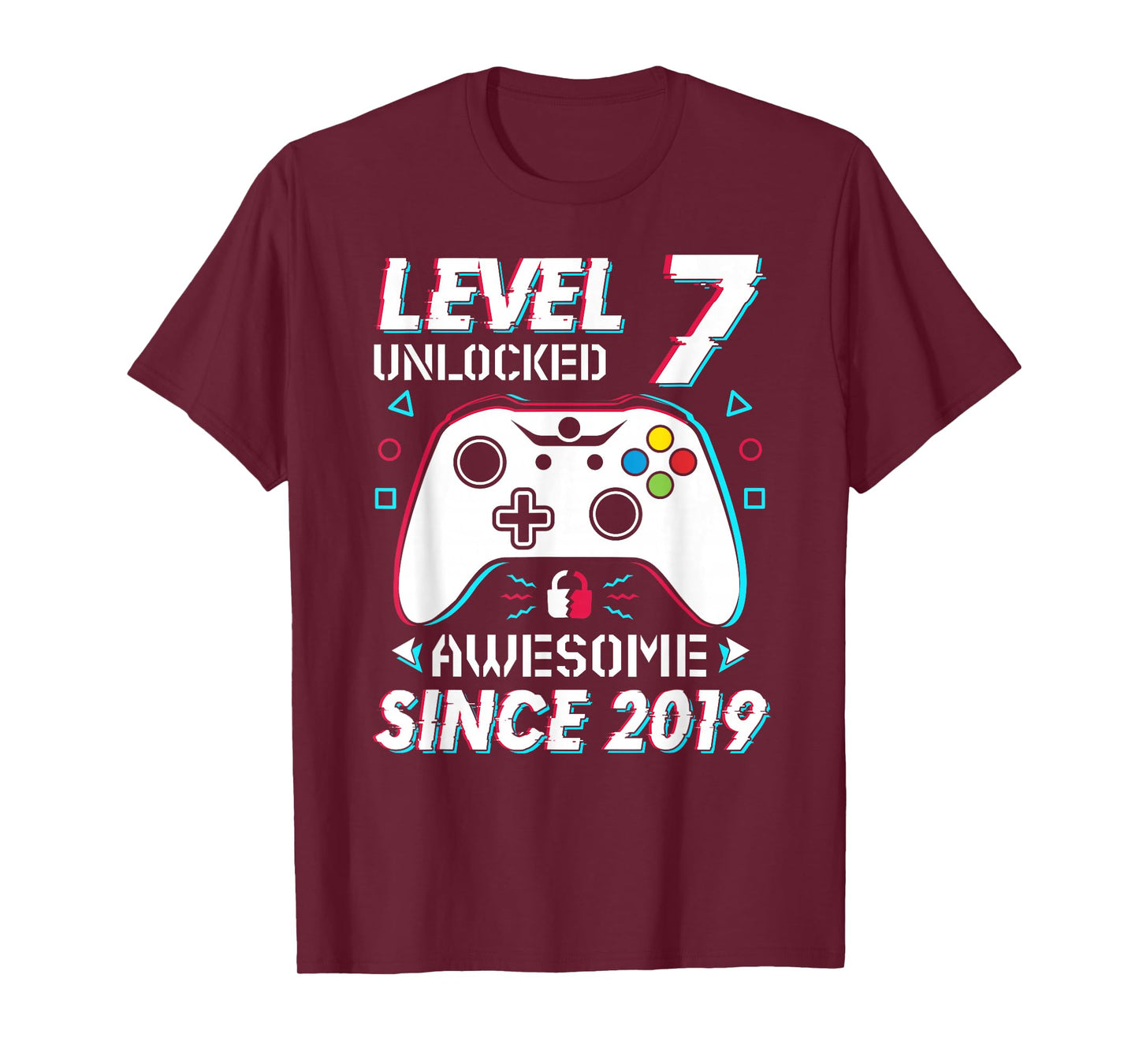 Level 7 Unlocked Video Game 7th Birthday 7 Yr Old Boys T-Shirt