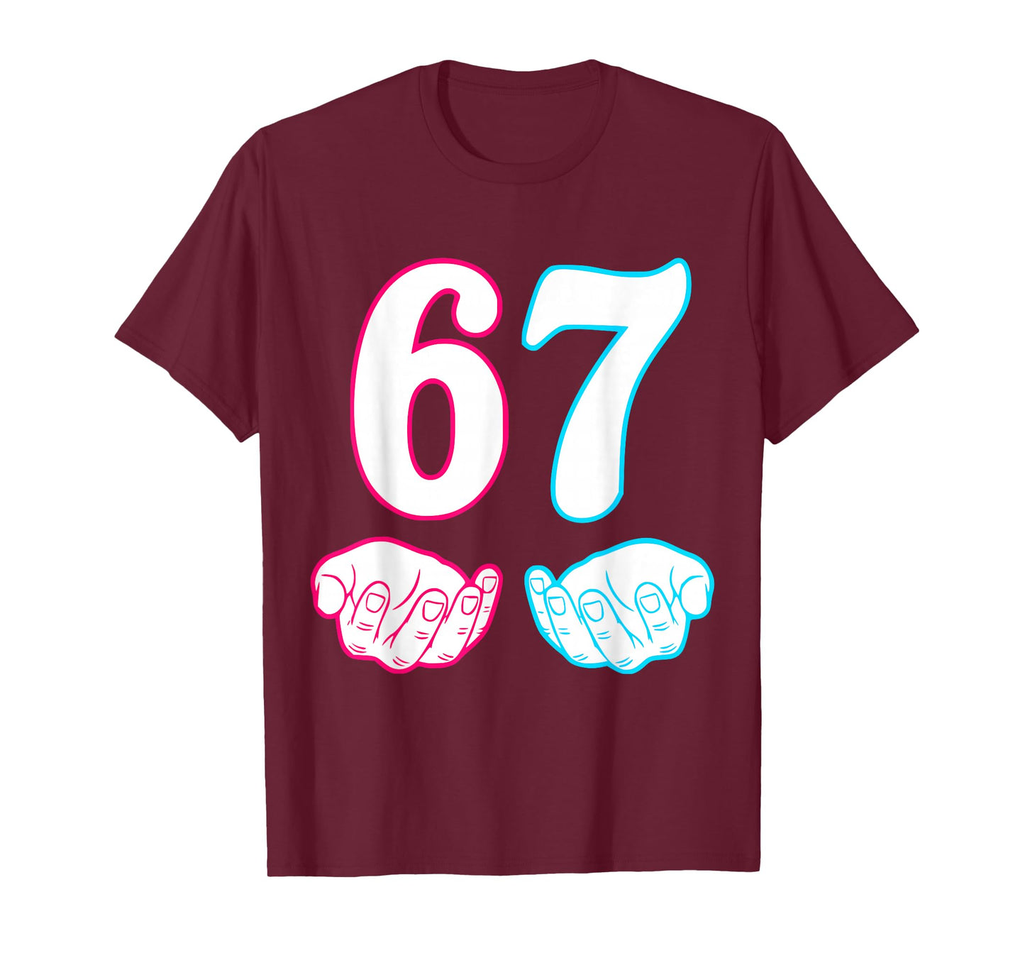 Six Seven 67 6 7 Kids 67 n Boys 6-7 Meme Hands Funny T-Shirt