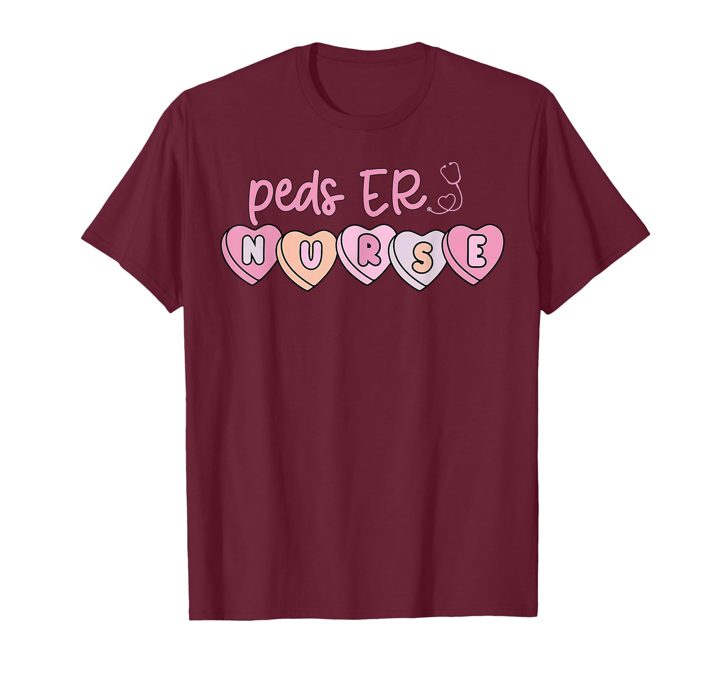 Peds ER Nurse Valentines Day Candy Heart Pediatric Nursing T-Shirt