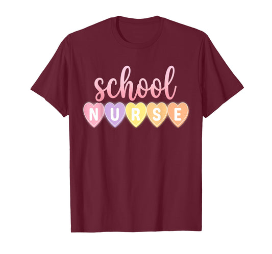 Hearts School Nurse Medical Assistant Valentines Day Nurses T-Shirt
