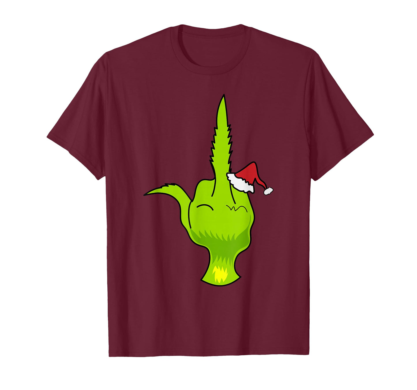 Funny Green Hand Middle Finger Xmas Santa T-Shirt