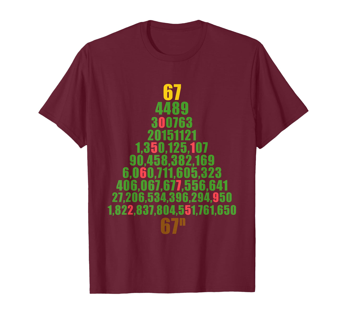 Six Seven Christmas 67 to The NTH Power Funny 6 7 Meme T-Shirt