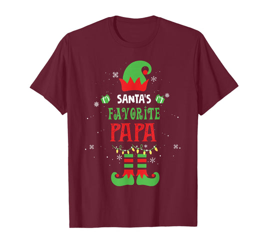 Santa's Favorite Papa Funny Elf Family Xmas T-Shirt