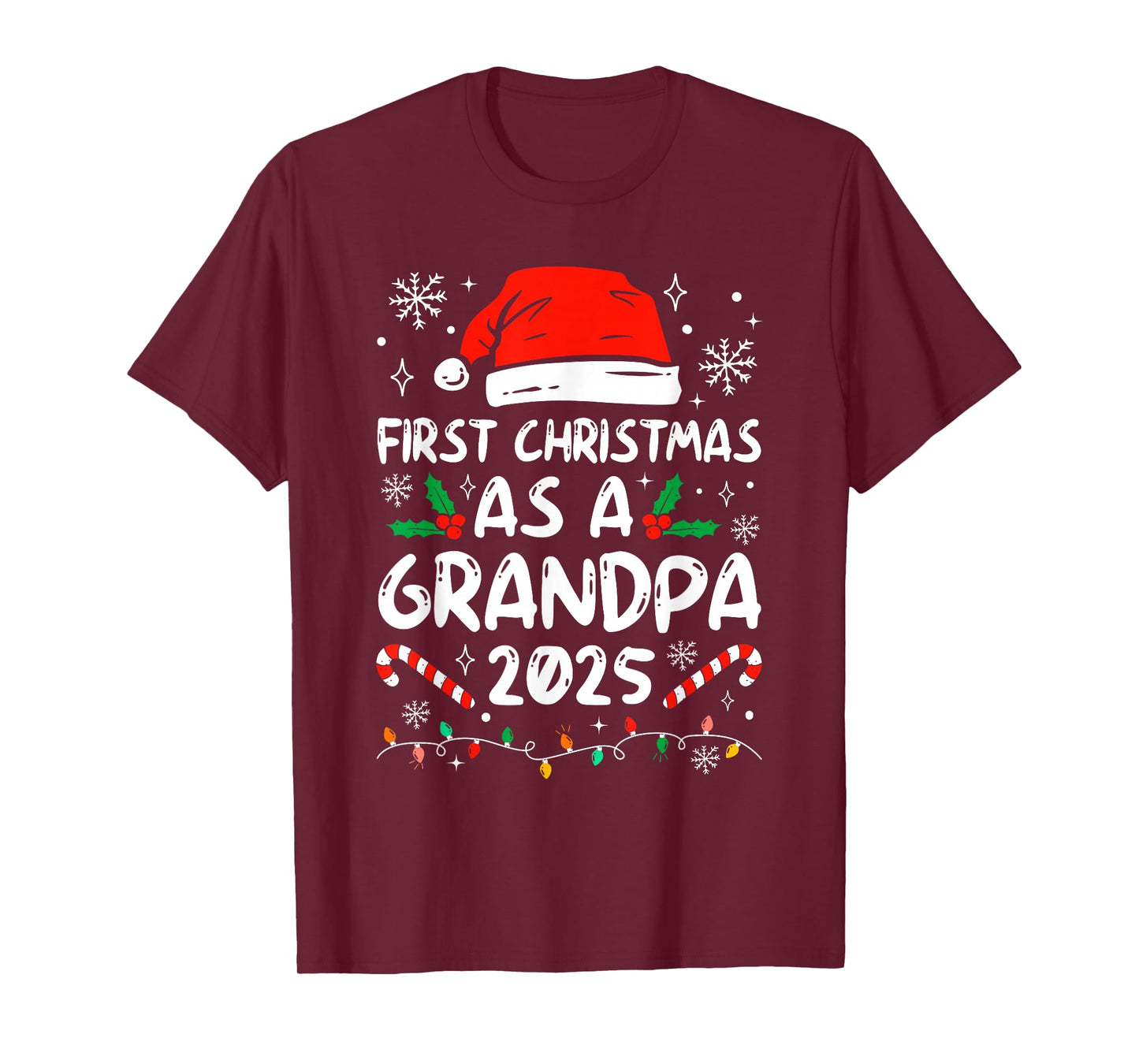 First Christmas As Grandpa 2025 Couples Family Pajamas T-Shirt