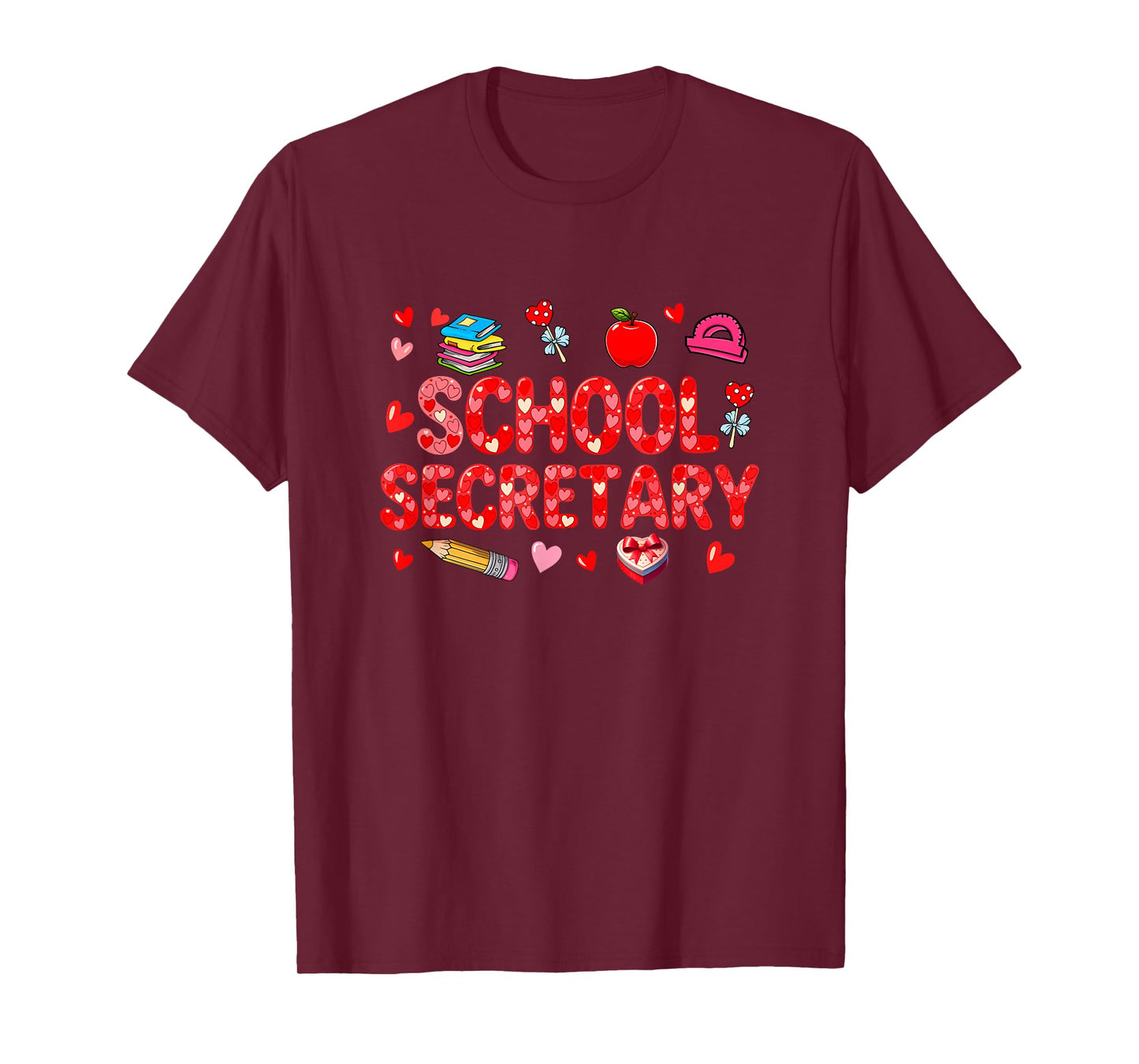 School Secretary Job Tools Valentine Hearts Matching Women T-Shirt