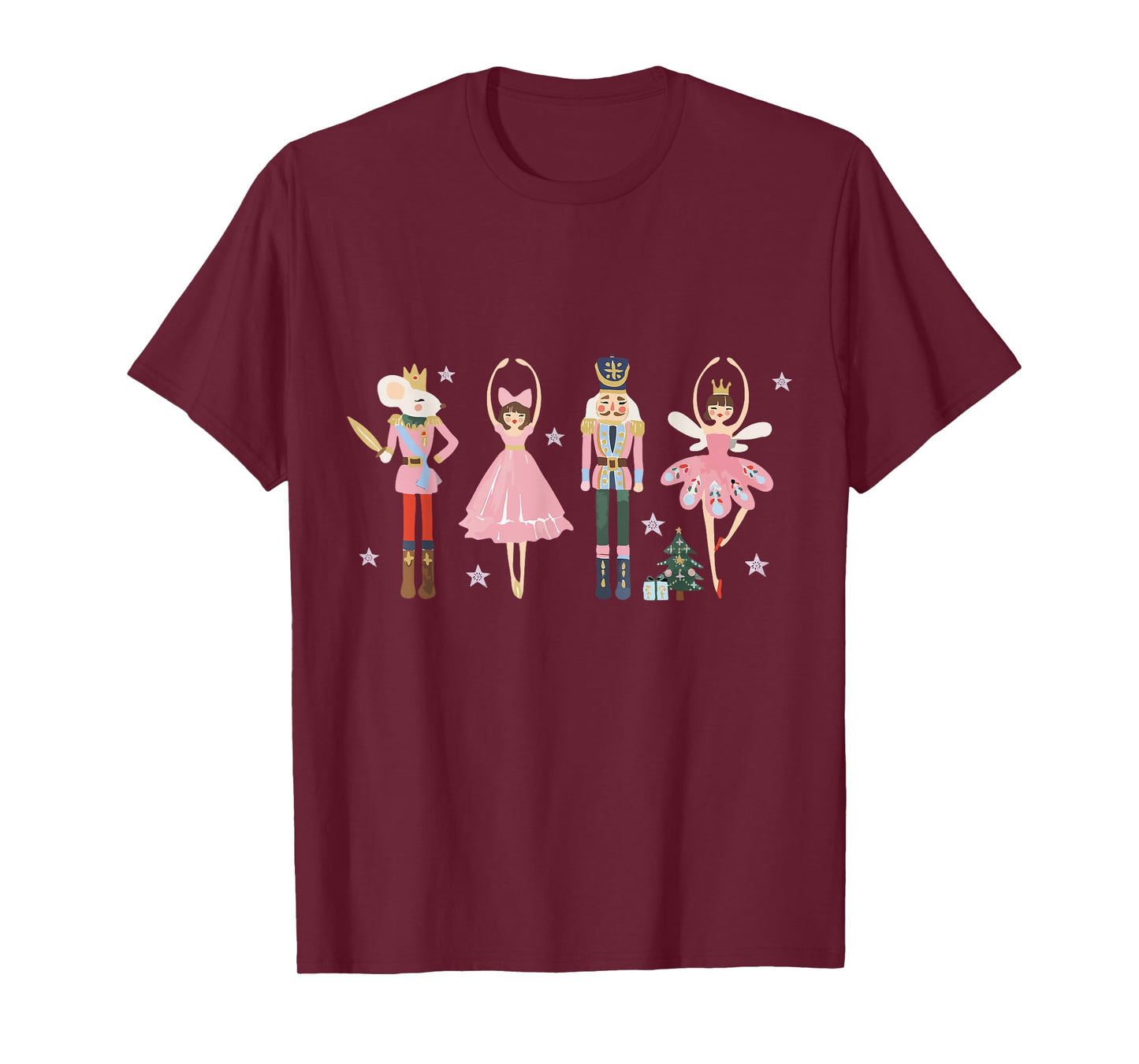 Vintage Pink Nutcrackers Ballet Sugar Plum Fairy Girl Xmas T-Shirt