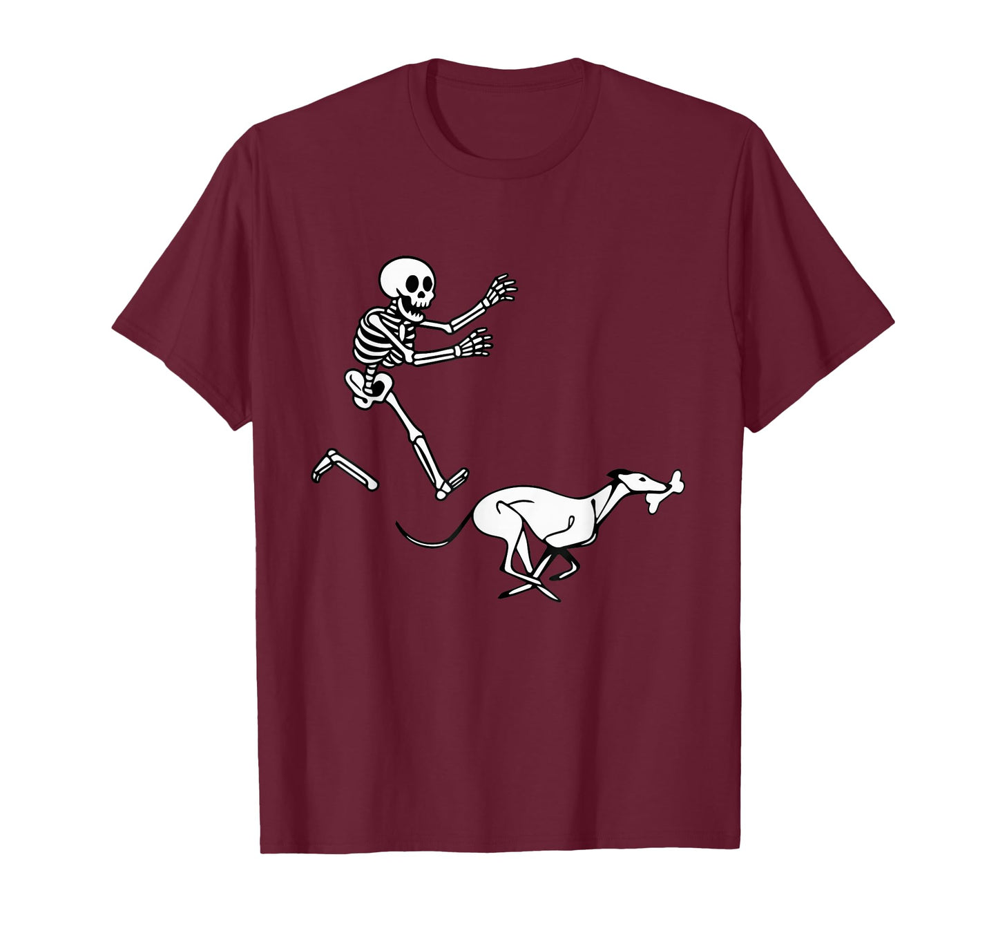 Funny Greyhound Running Skeleton Halloween T-Shirt