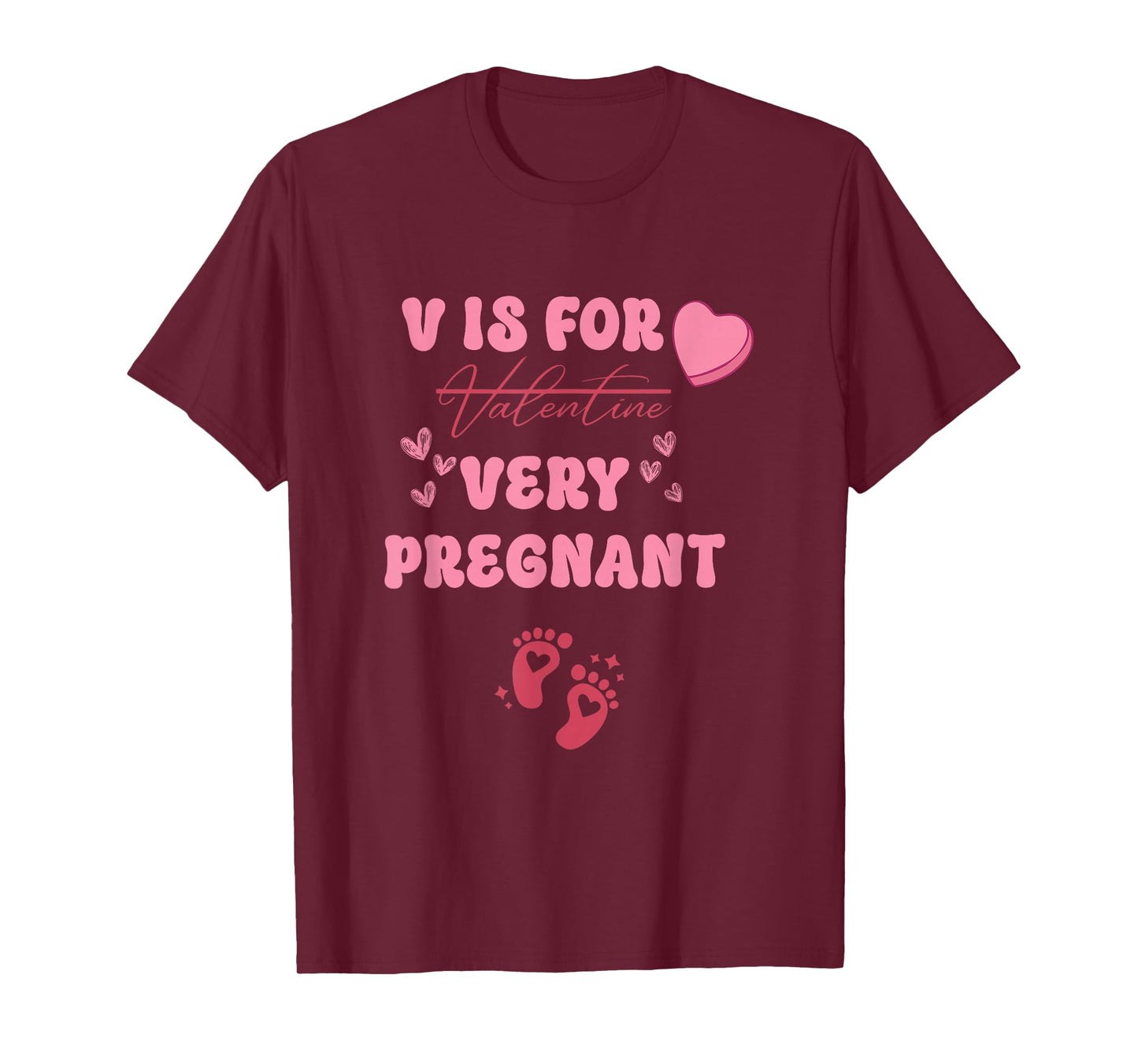 V is for Very Pregnant Valentines Day Pregnancy Announcement T-Shirt