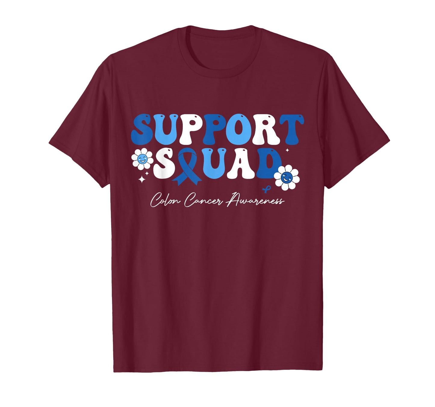 Groovy Support Squad Colon Cancer Awareness Blue Ribbon T-Shirt