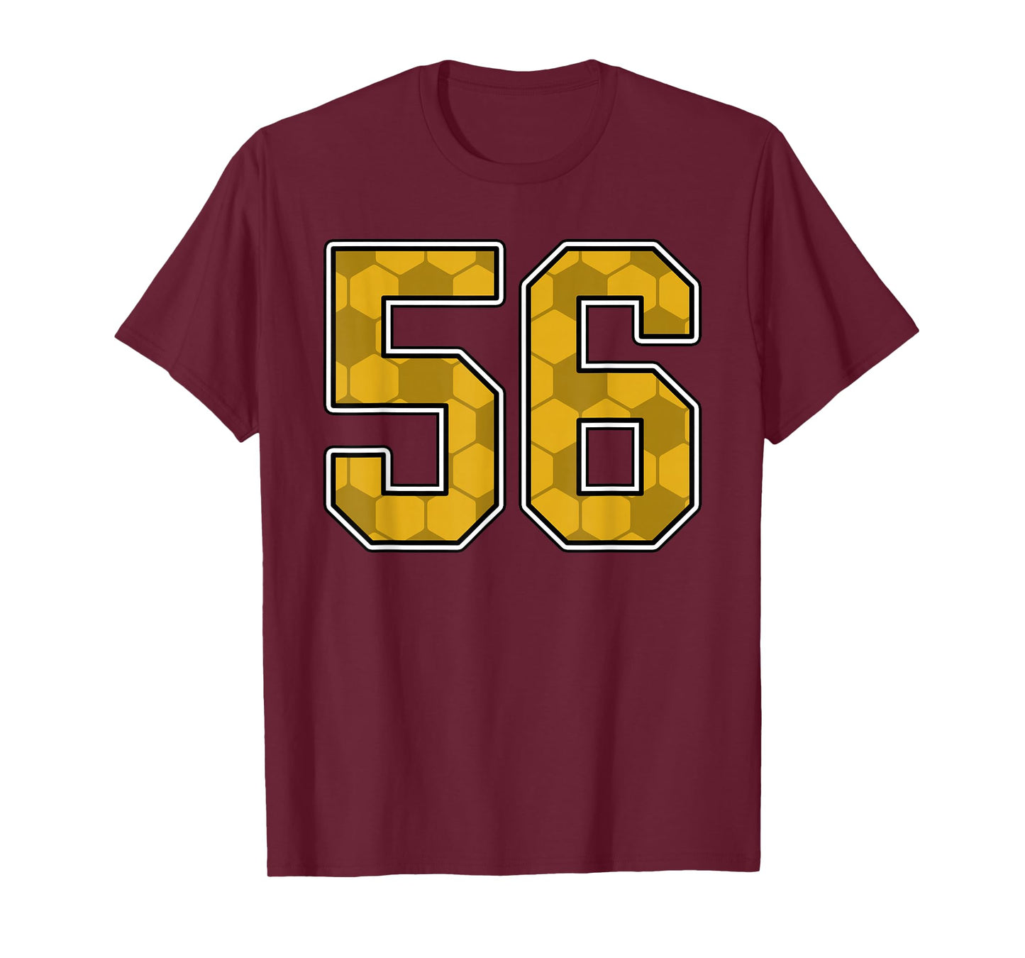 Gold Soccer Pattern Number 56 Jersey Player Uniform #56 T-Shirt