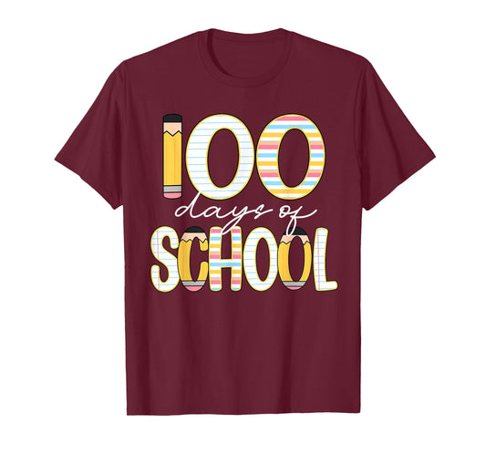 100 Days of School Groovy Retro Teacher Student Kids Funny T-Shirt