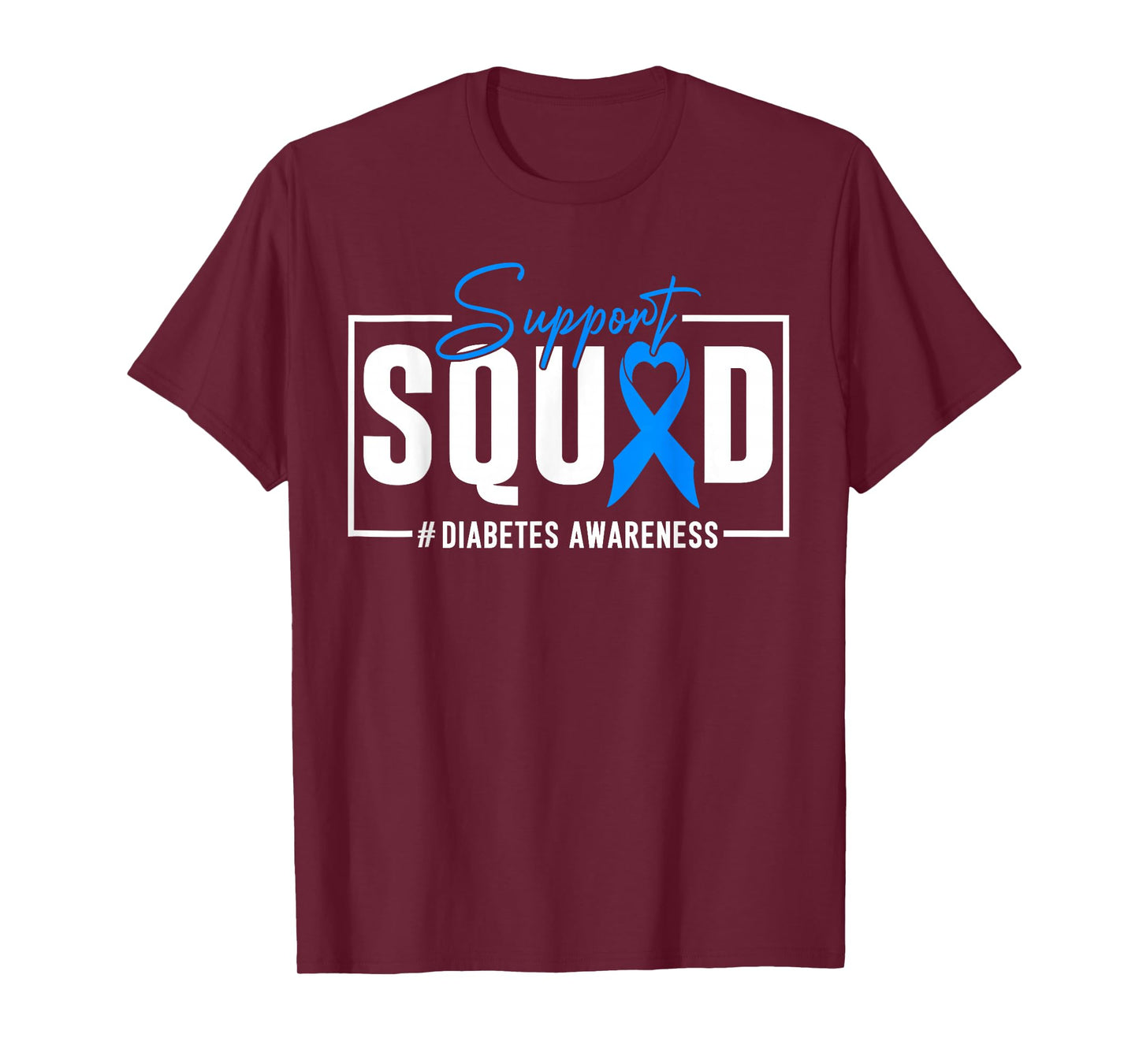 Support Squad Type 1 Diabetes Awareness Rainbow Blue Ribbon T-Shirt