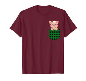 Pig Buffalo Green Plaid Pocket Christmas Men Women Kids T-Shirt