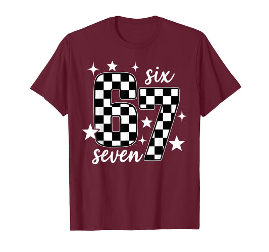 67 Checkered Six Seven Meme 6 7 Gen Alpha Teacher Teens Kids T-Shirt