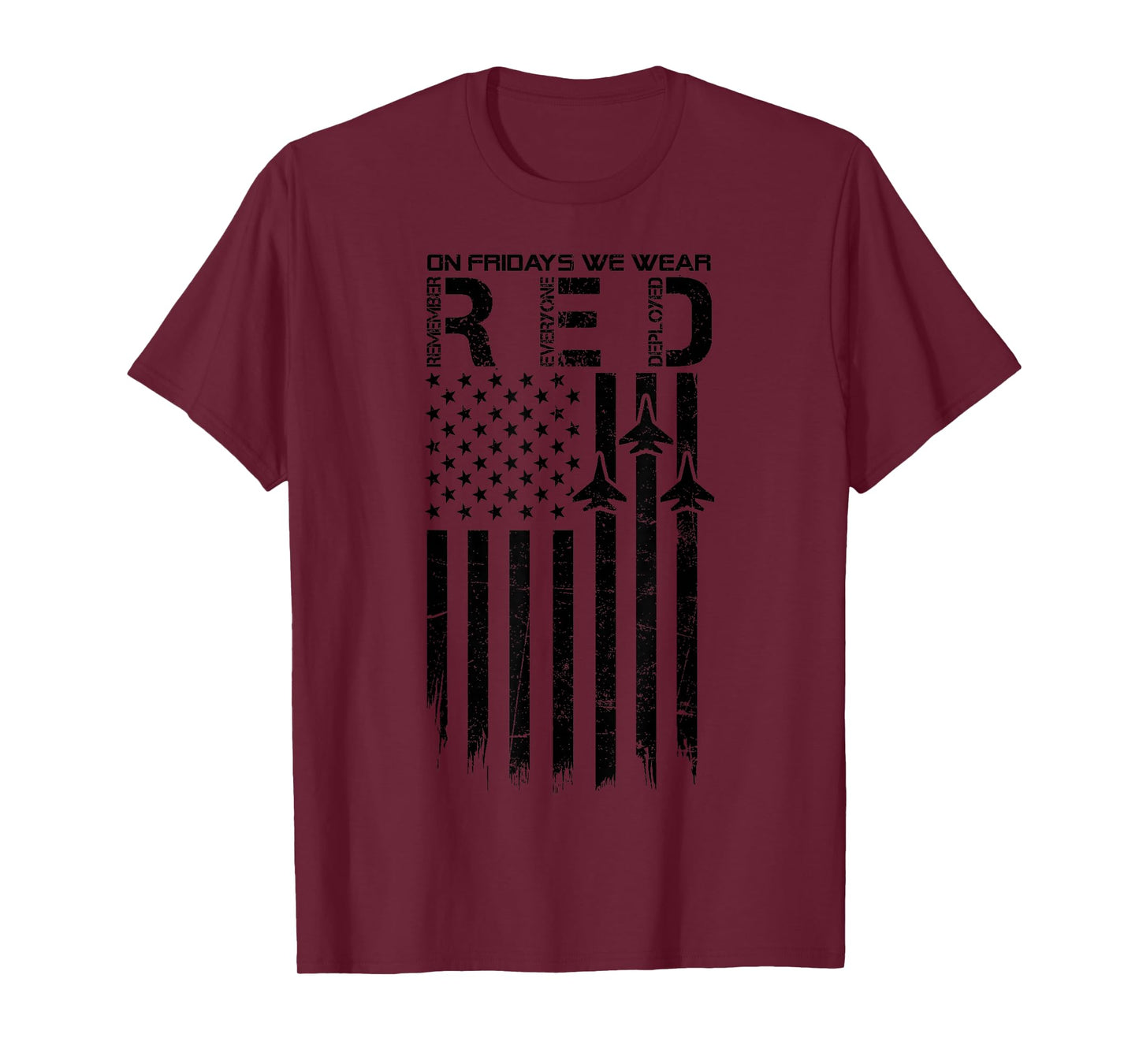 On Fridays We Wear Red Distressed Flag USA Air Force Support T-Shirt