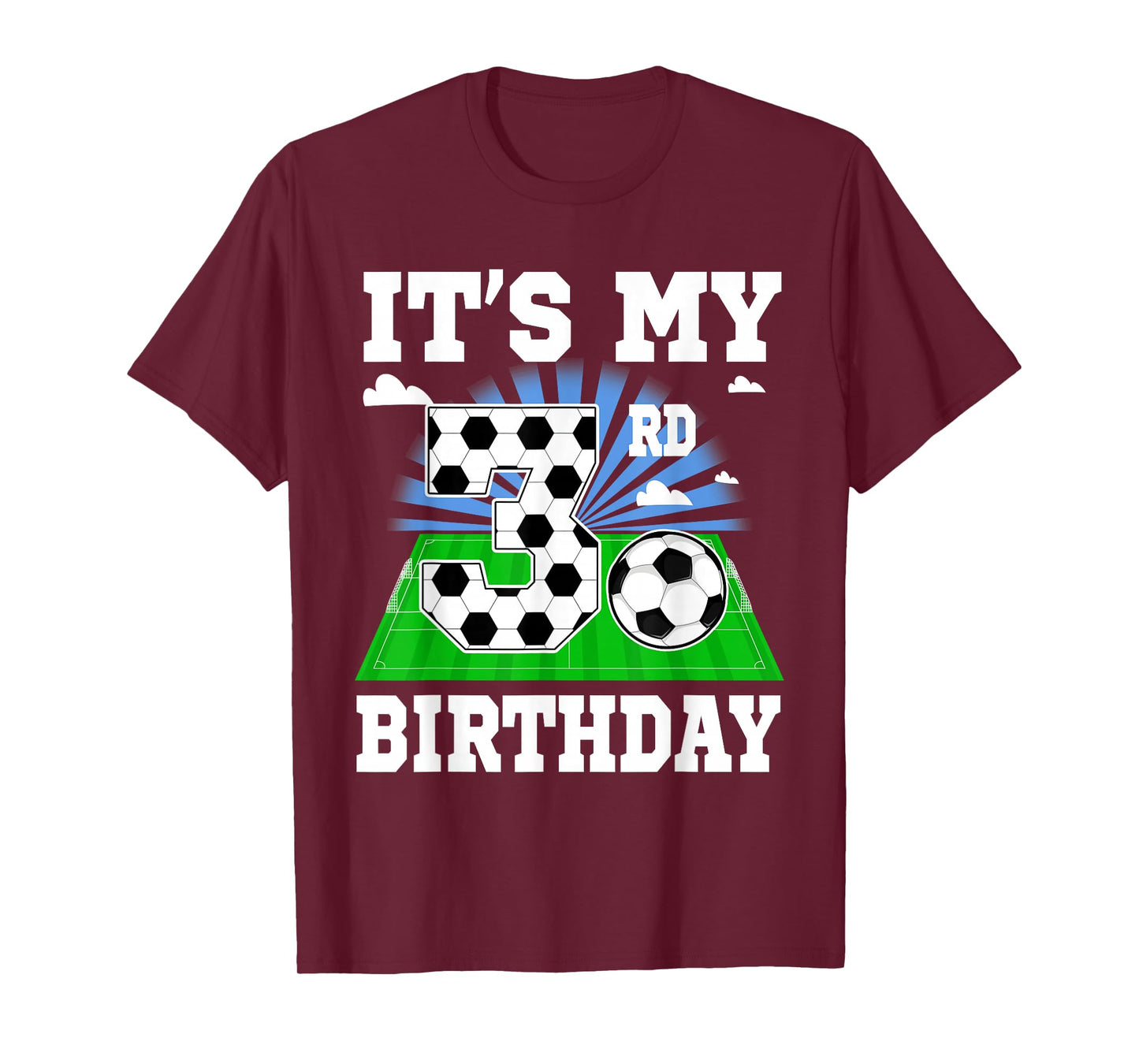 3 Year Old Boy It's My 3rd Birthday Soccer Theme Party T-Shirt