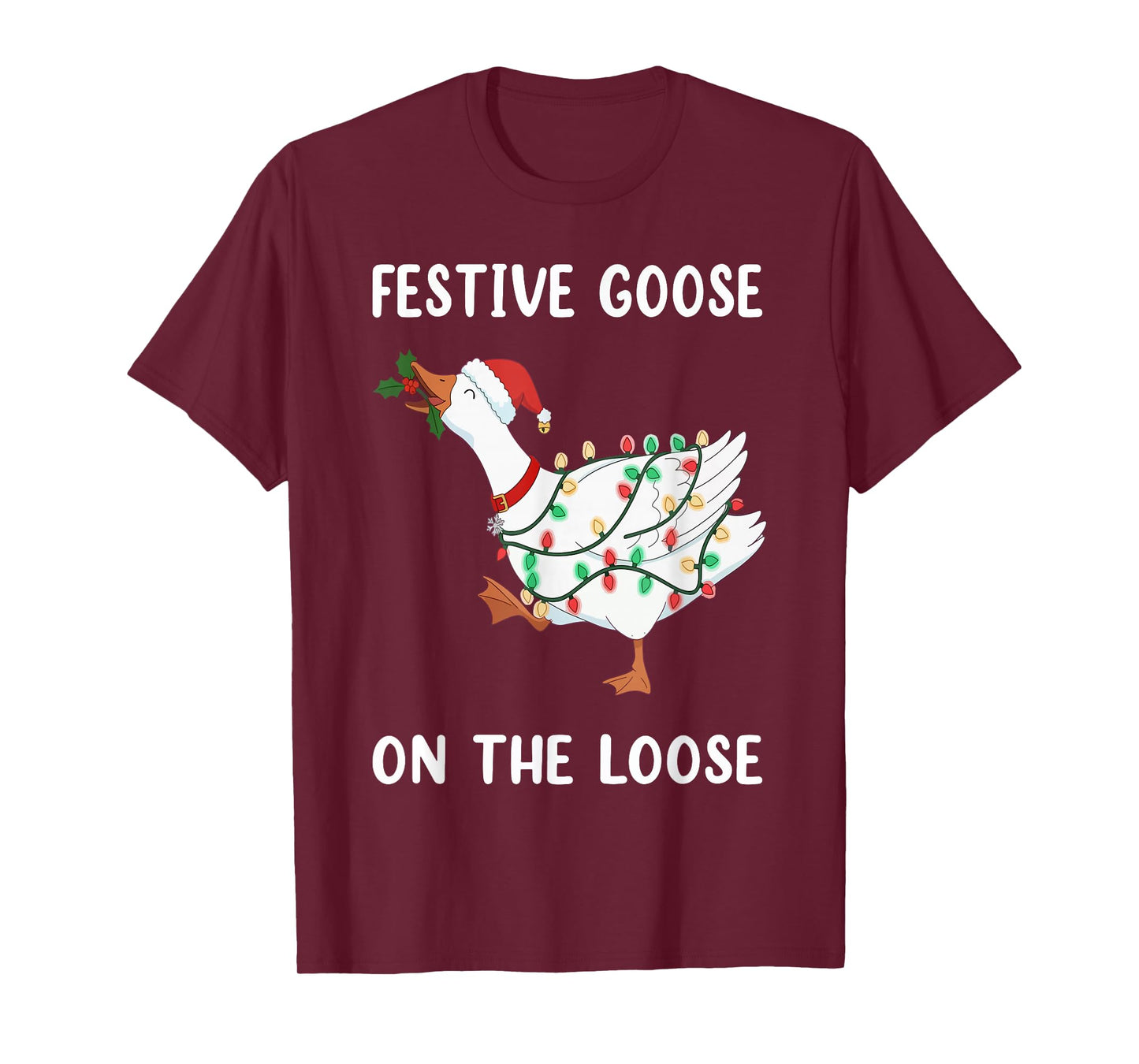 Vintage Funny Festive Goose on The Loose Christmas Humor T-Shirt