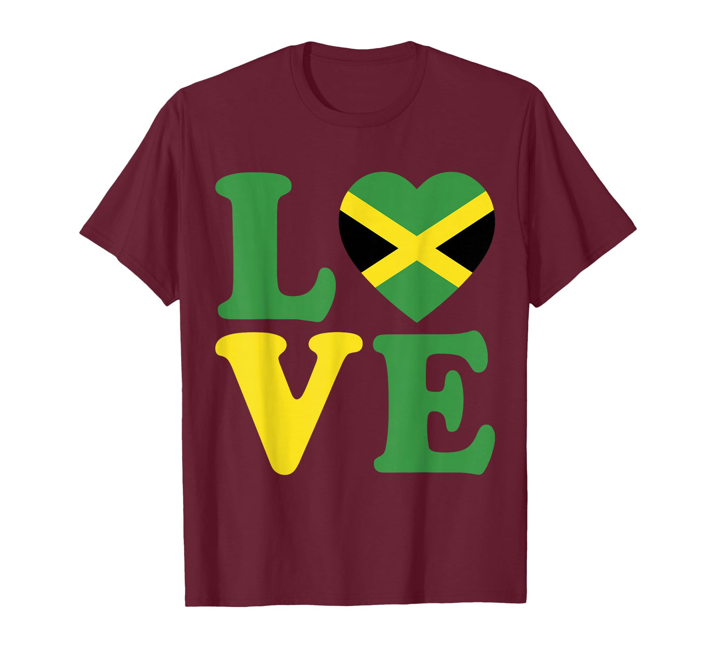 Jamaica Flag Heart Proud Jamaican Roots Lover Kids Men Women T-Shirt
