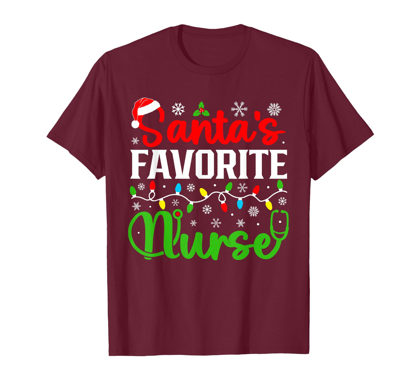 Santa's Favorite Nurse Funny Christmas Family Matching T-Shirt