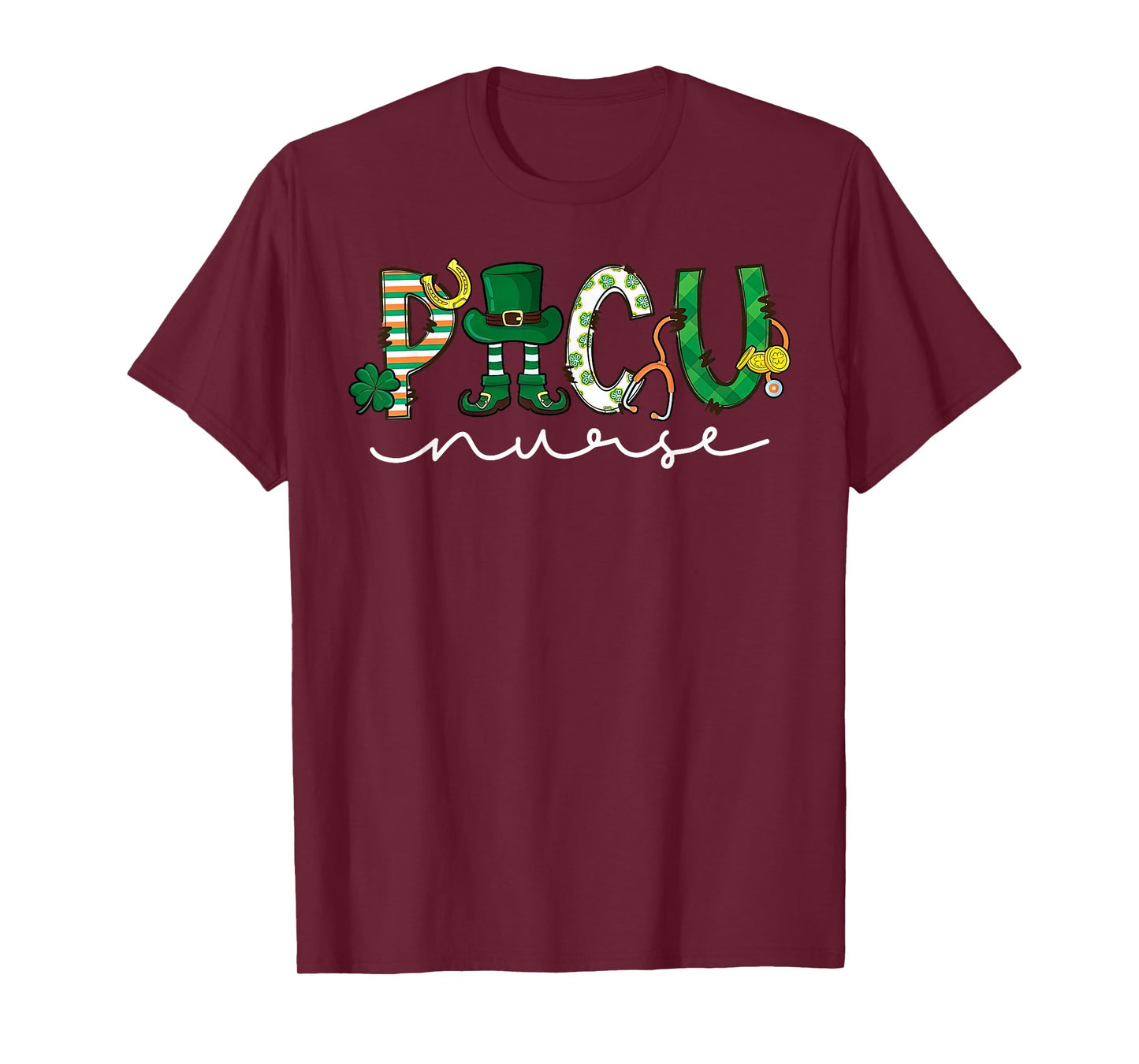 PICU Nurse Leprechaun St Patricks Day Pediatric ICU Nurse RN T-Shirt
