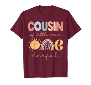 Cousin of Little Miss Onederful First Birthday Boho Rainbow T-Shirt