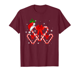 Red and White Candy Cane Santa Christmas Funny Xmas Lights T-Shirt