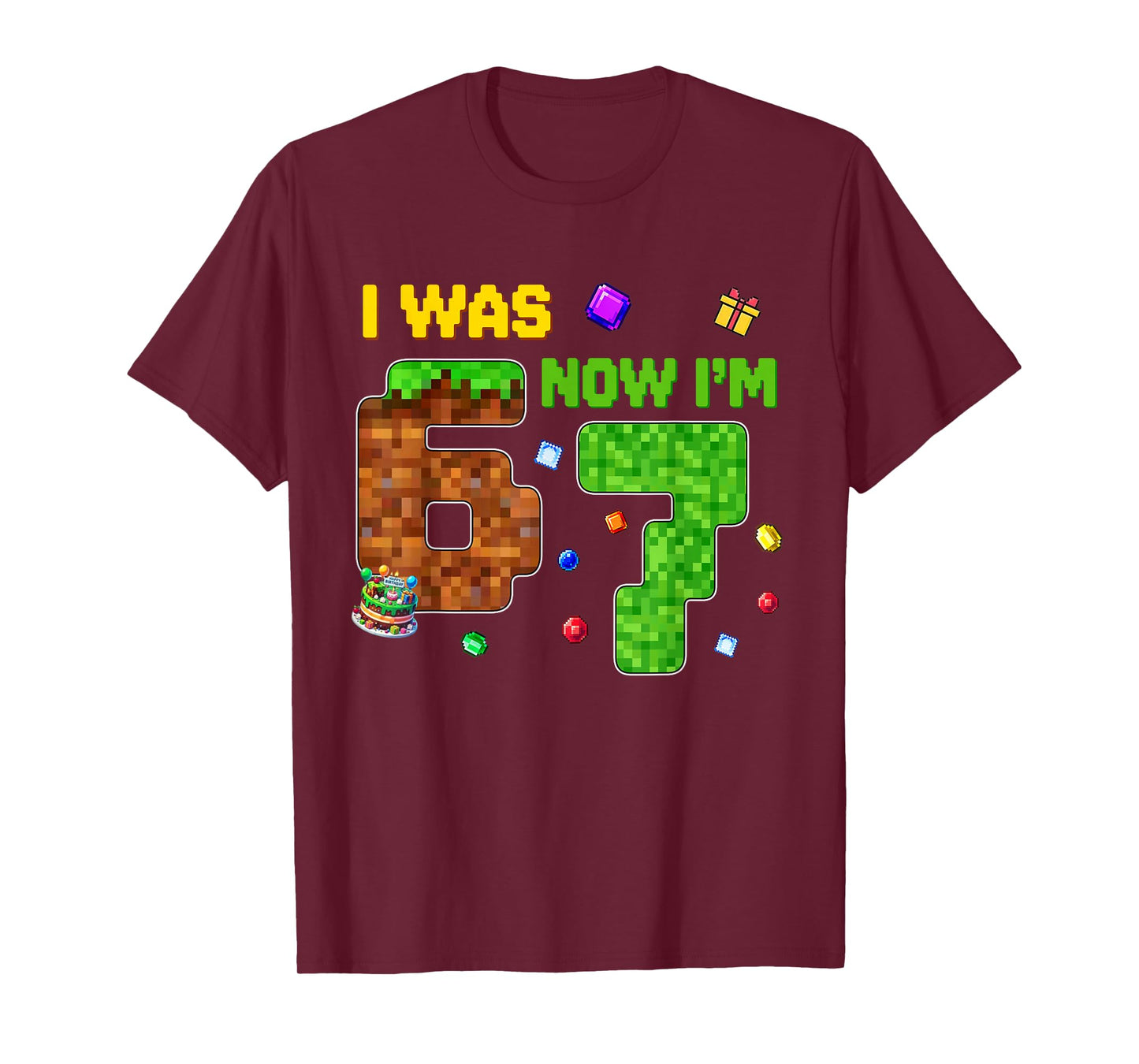 I was 6 Now I'm 7 Six Seven 7 Years Old Birthday Kids Boys T-Shirt