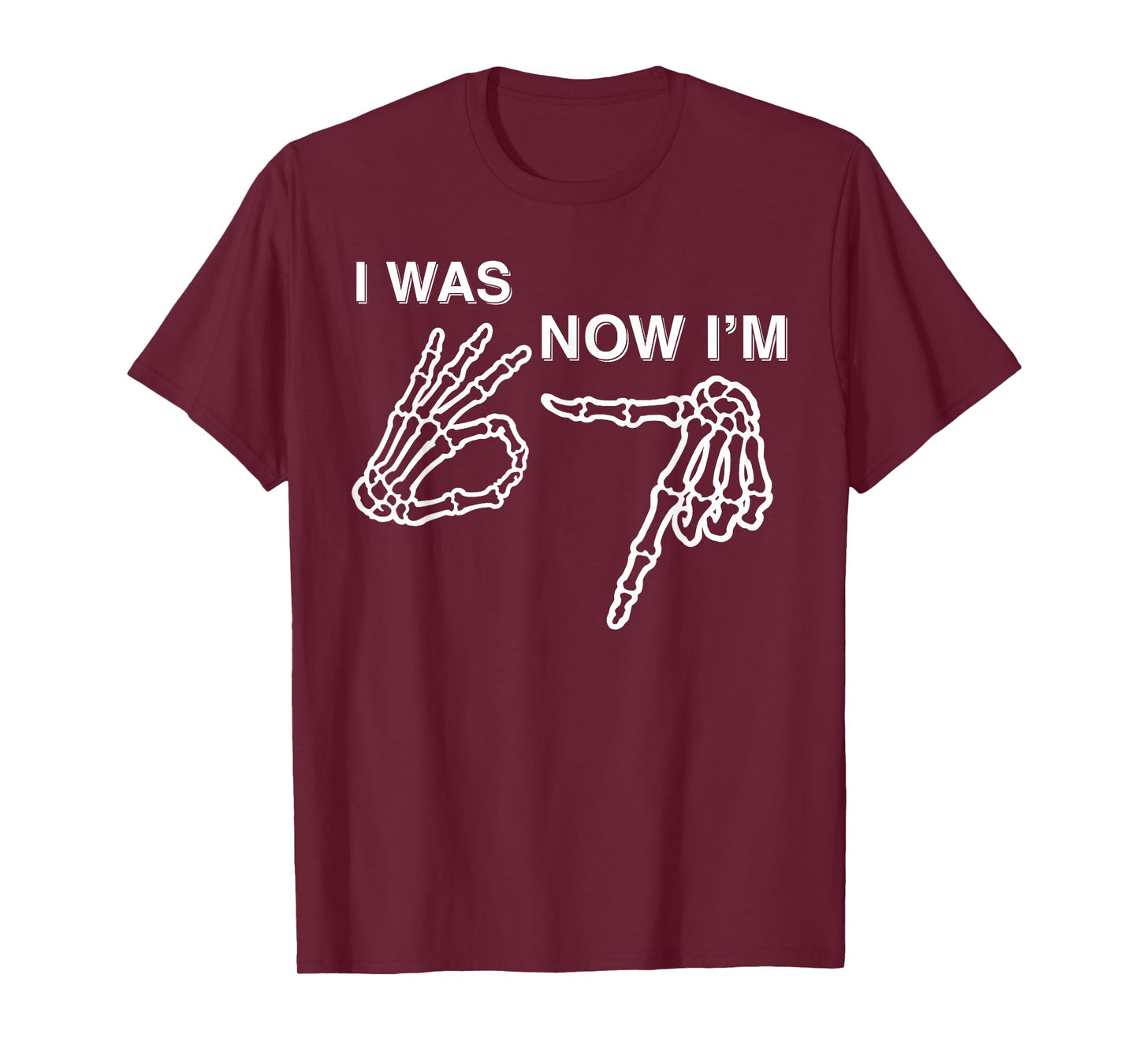 I was 6 Now I’m 7 Skeleton Hand Birthday Baseball Meme T-Shirt