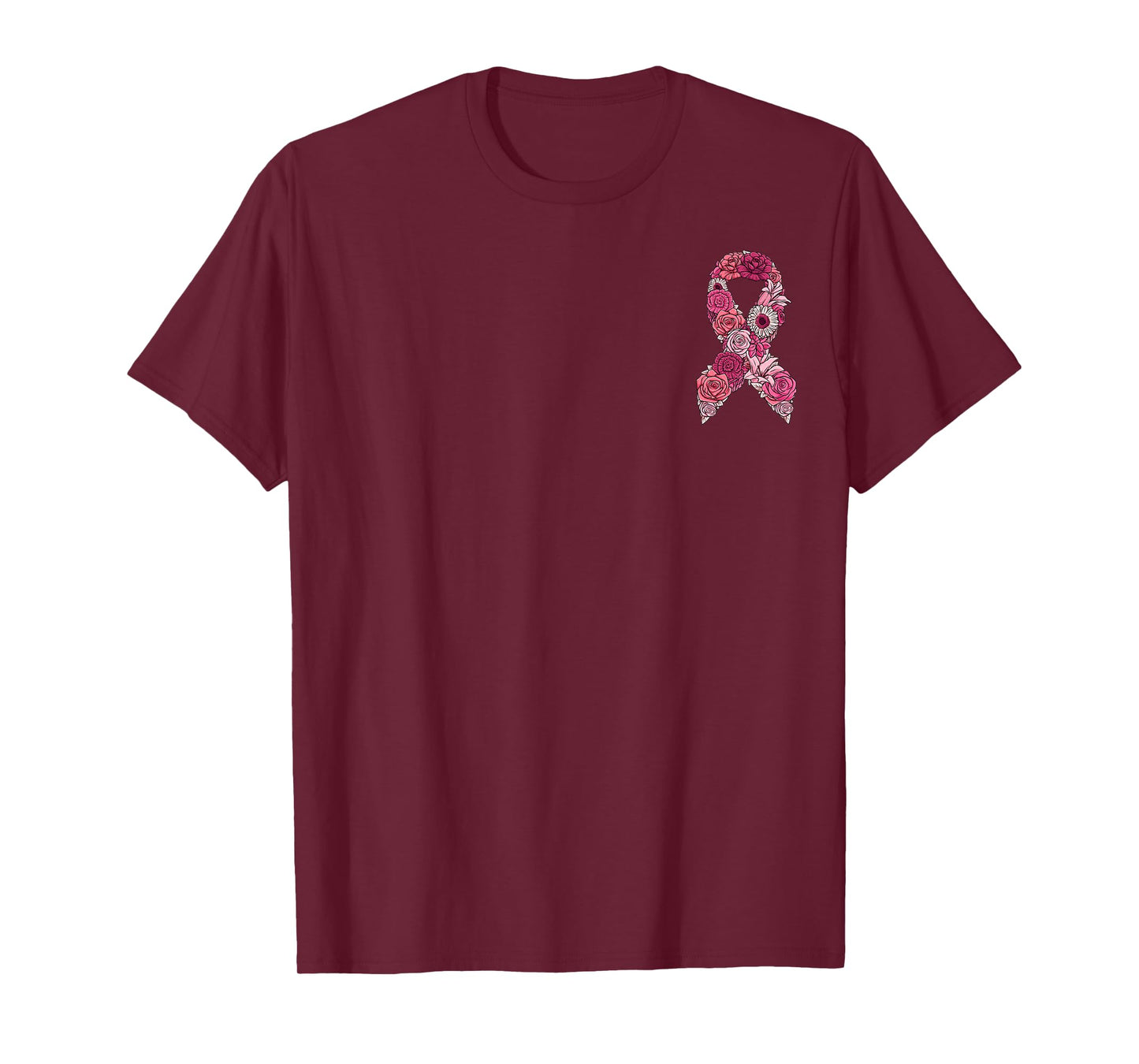 Pink Ribbon with Flowers Breast Cancer Awareness T-Shirt
