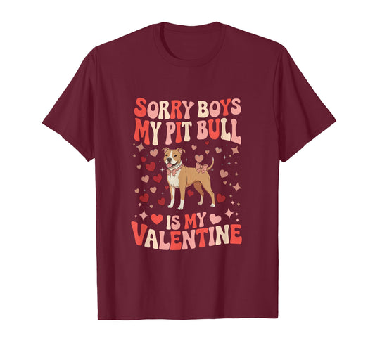 Sorry Pit Bull is My Valentine Joke Boys Funny Owner Kids T-Shirt