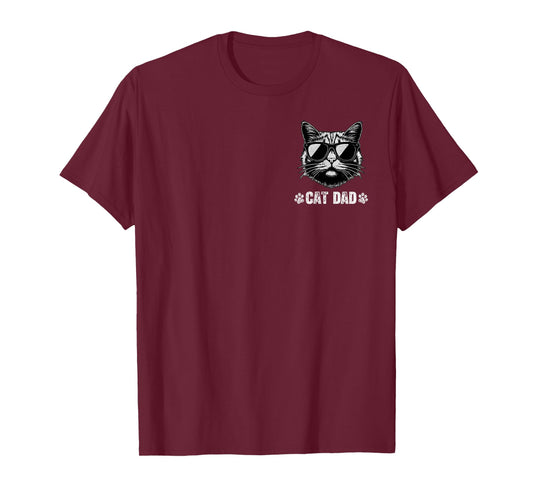 Funny Cat Dad Life Vintage Pocket Graphic Fathers Day Mens T-Shirt