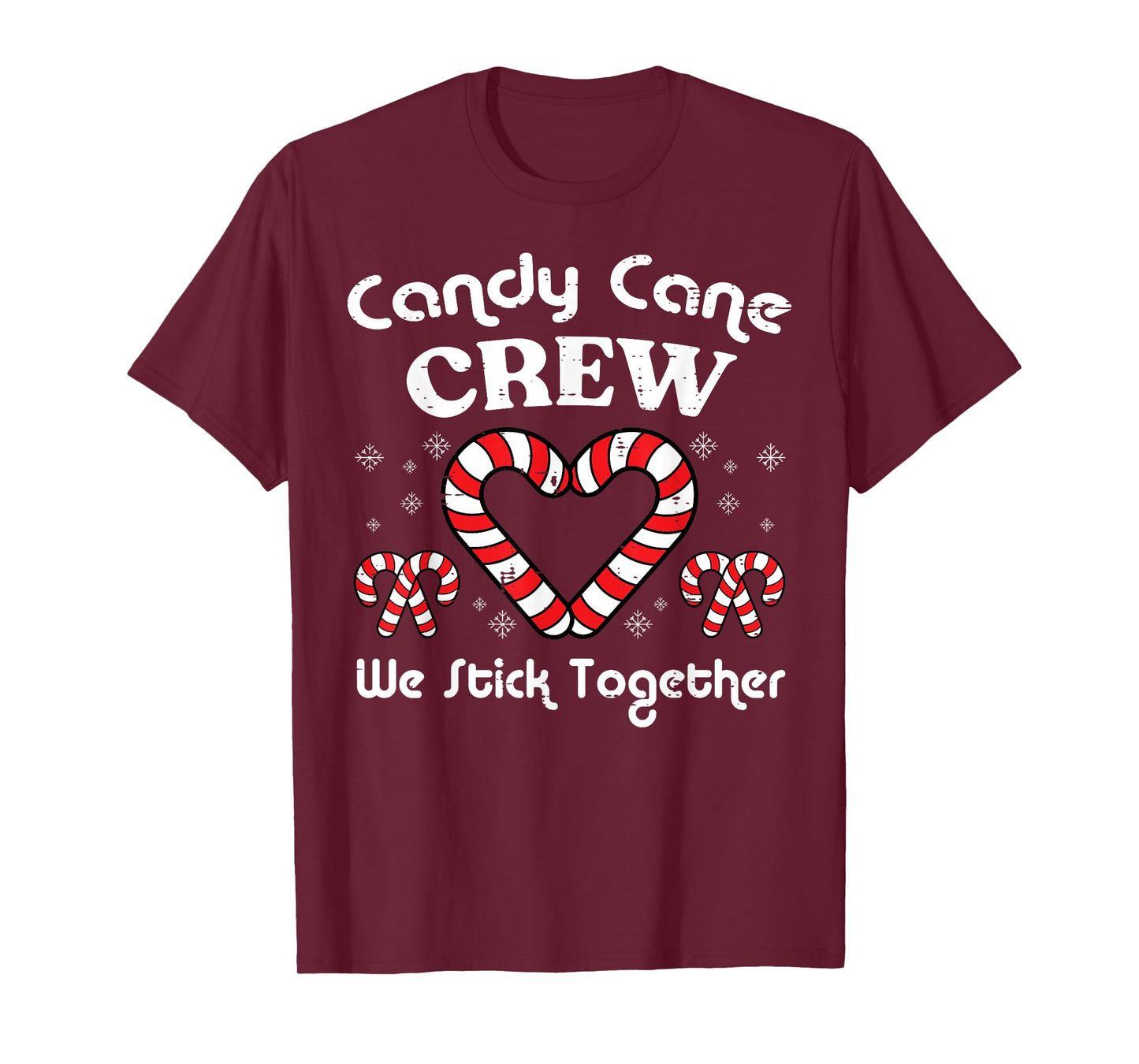 Christmas Candy Cane Crew Stick Together Xmas Women Men Kids T-Shirt