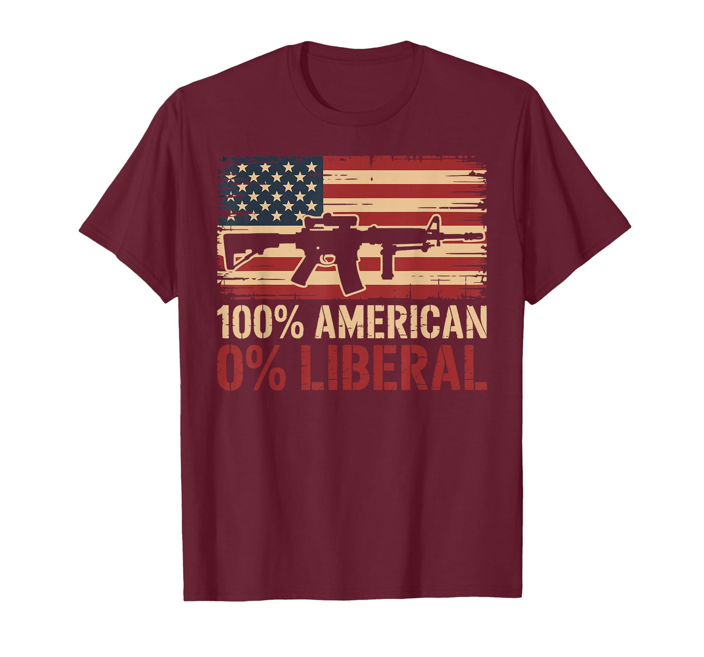 100% American 0% Liberal Patriotic Veterans Military USA T-Shirt