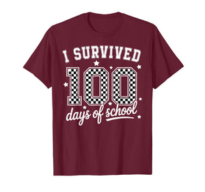 I Survived 100 Days of School Funny Teachers Students Meme T-Shirt