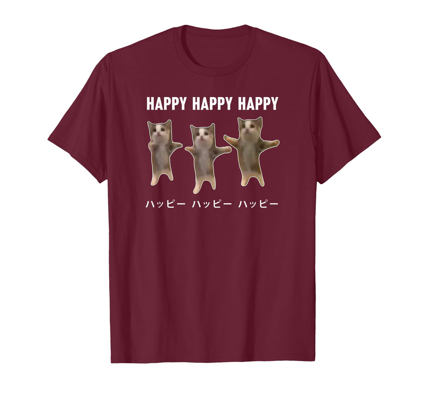 Funny Japanese Cat Meme Dancing Happy Cats for Men Women T-Shirt