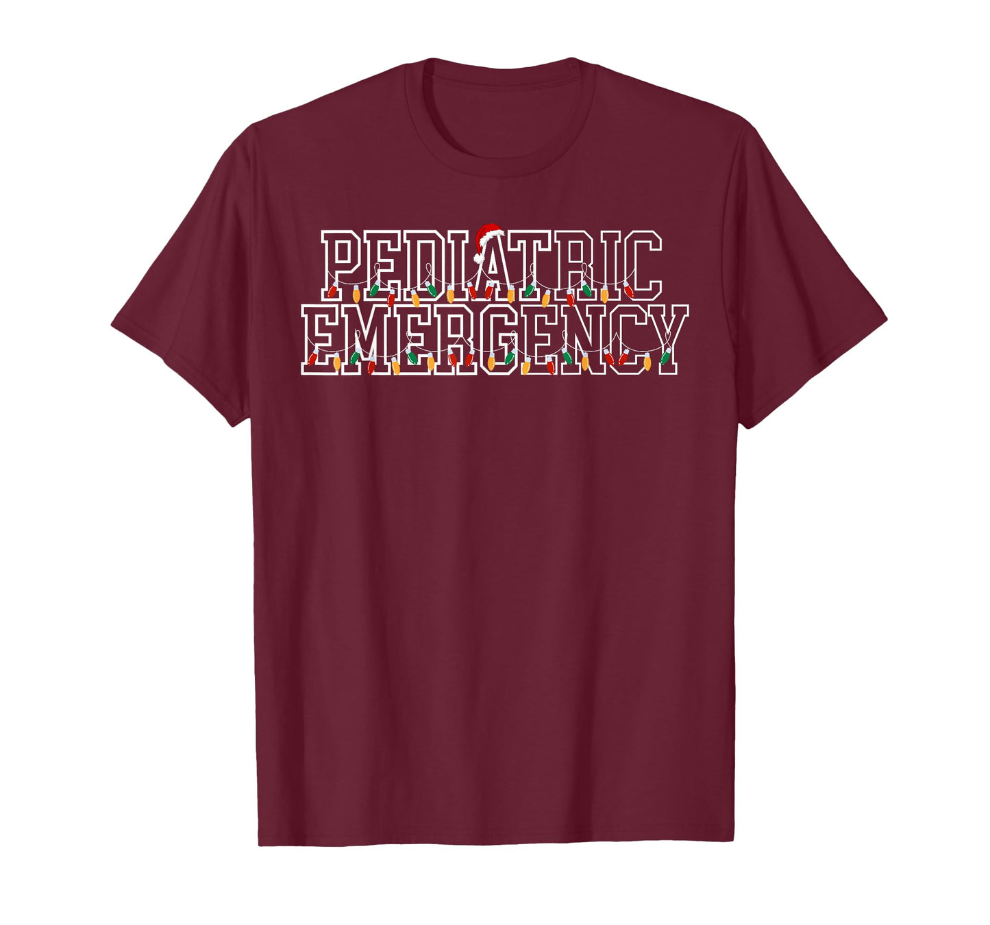 Pediatric Emergency Santa Hat Christmas Lights PEDS ER Nurse T-Shirt