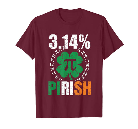 3.14% Pirish Pi Symbol Shamrock St Patricks Day Math Teacher T-Shirt