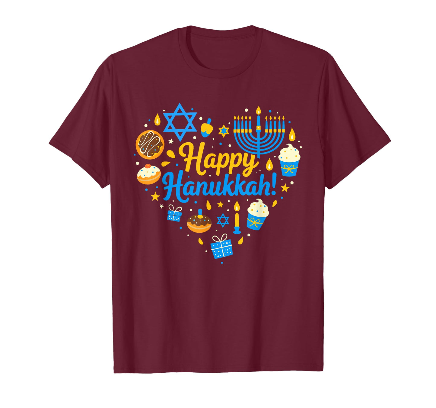 Happy Hanukkah Heart Dreidel Jewish Menorah Chanukah Pajamas T-Shirt